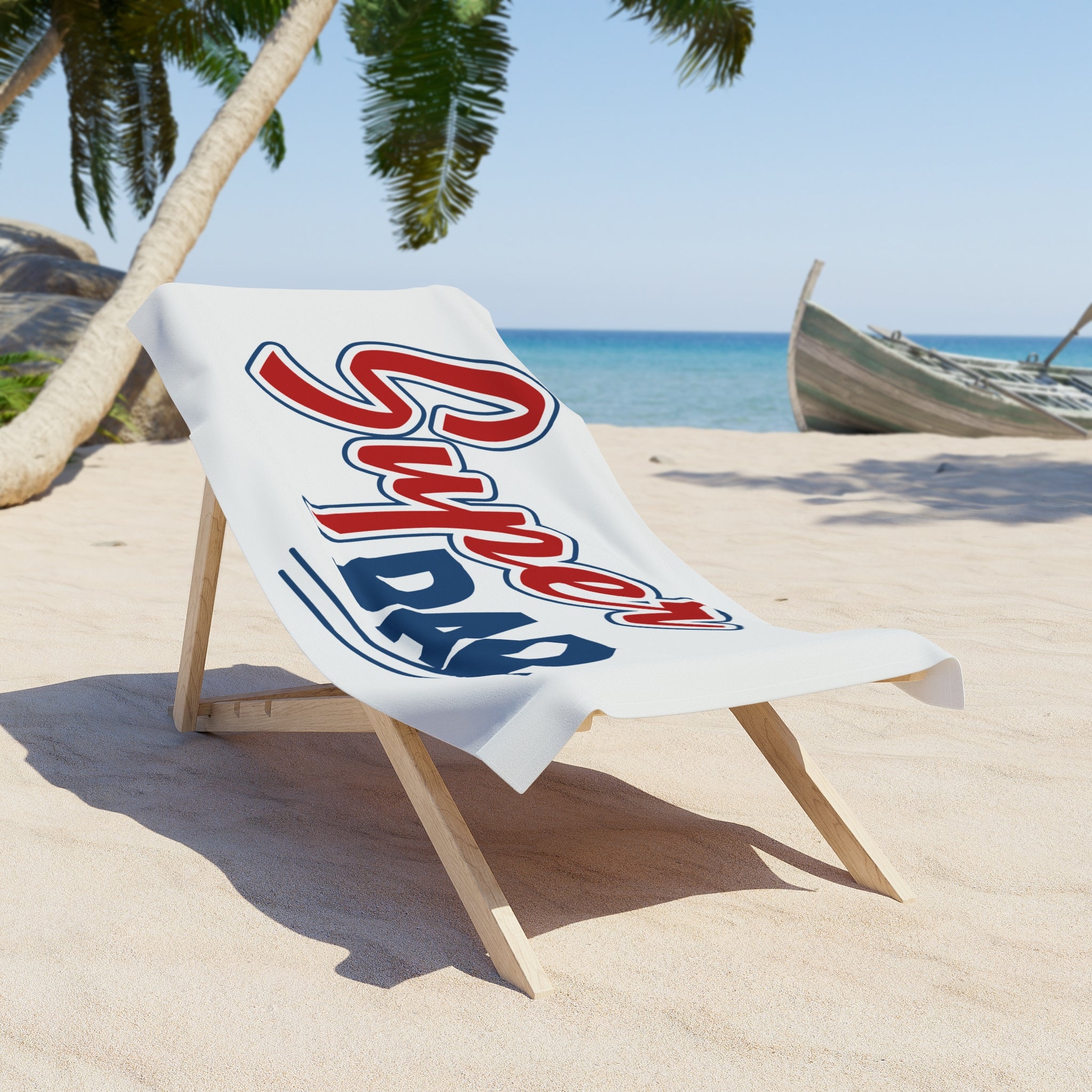 Super Dad Beach Towel – Father’s Day Gift, Patriotic Red & Blue Resort Towel