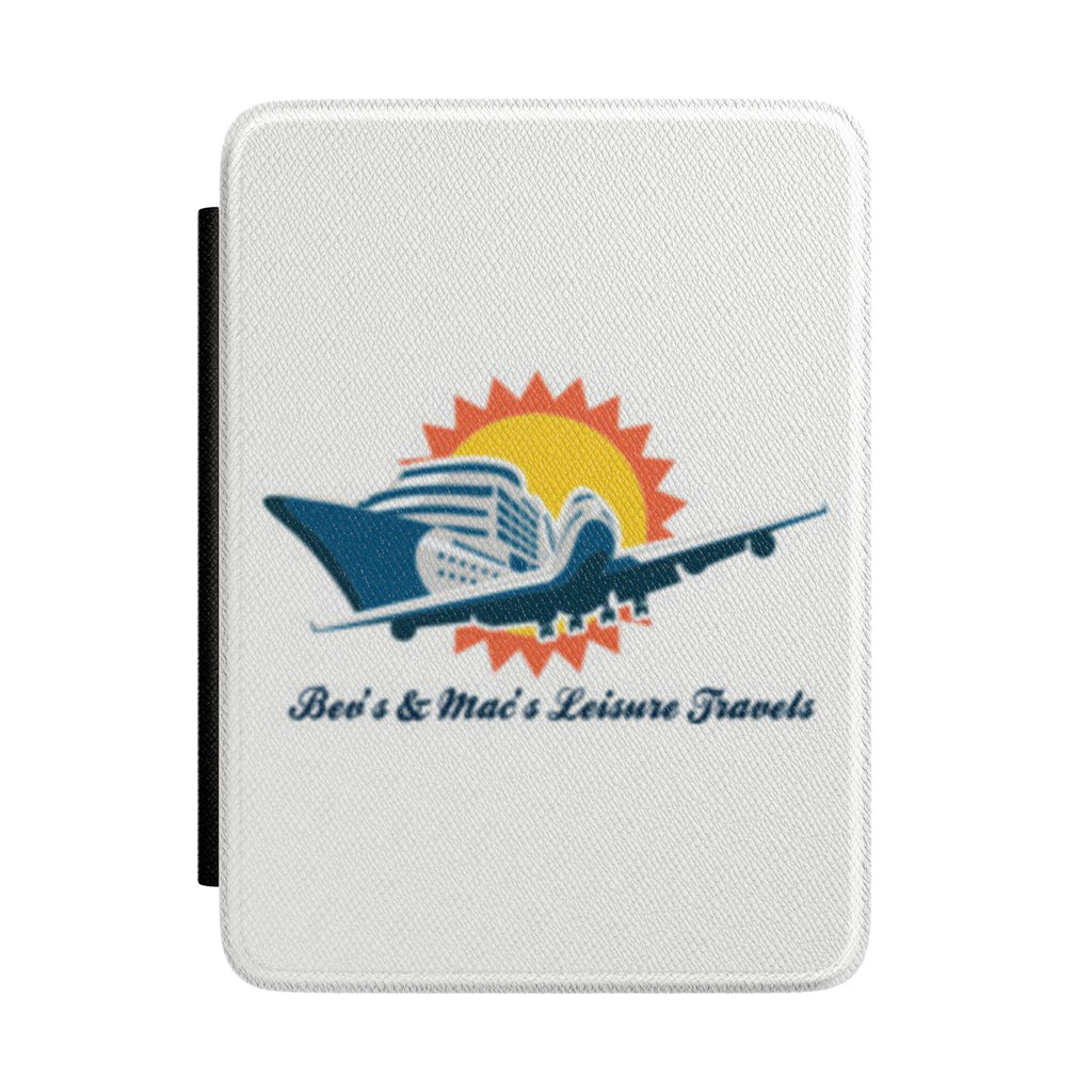 Travel-Themed Kindle Case — "Bev's & Mac's Travel Treasures" Logo