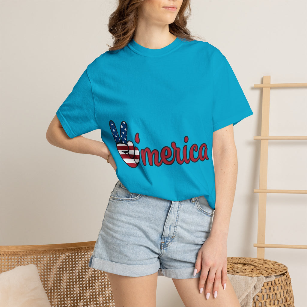 'Merica Peace Sign T-Shirt — Patriotic USA Flag Graphic Tee for 4th of July