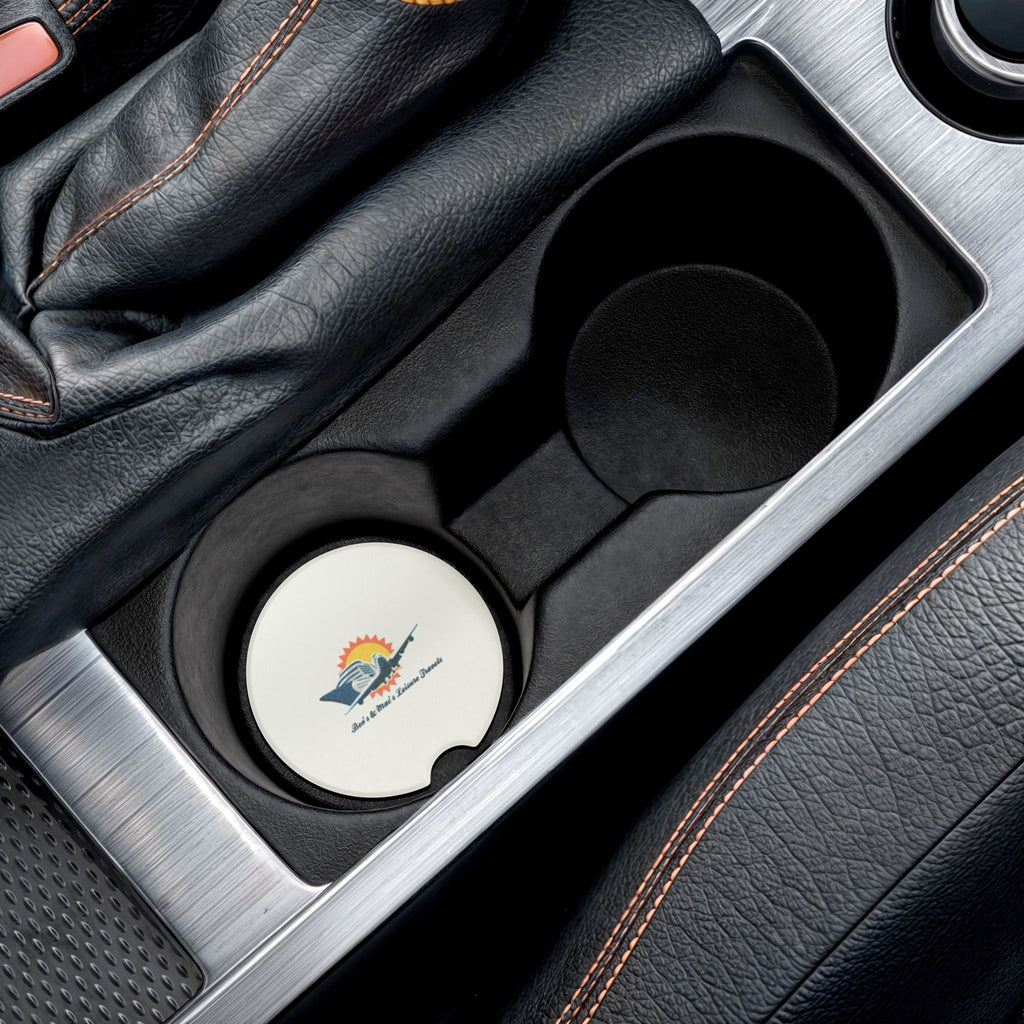 Soapstone Car Coaster — Vintage Airplane Travel Logo Car Cup Holder Protector