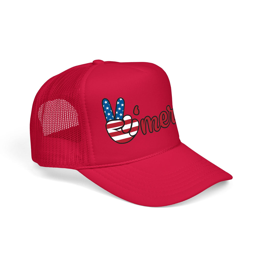 Trucker Hat — 'Merica Peace Sign USA Flag Foam Trucker Hat