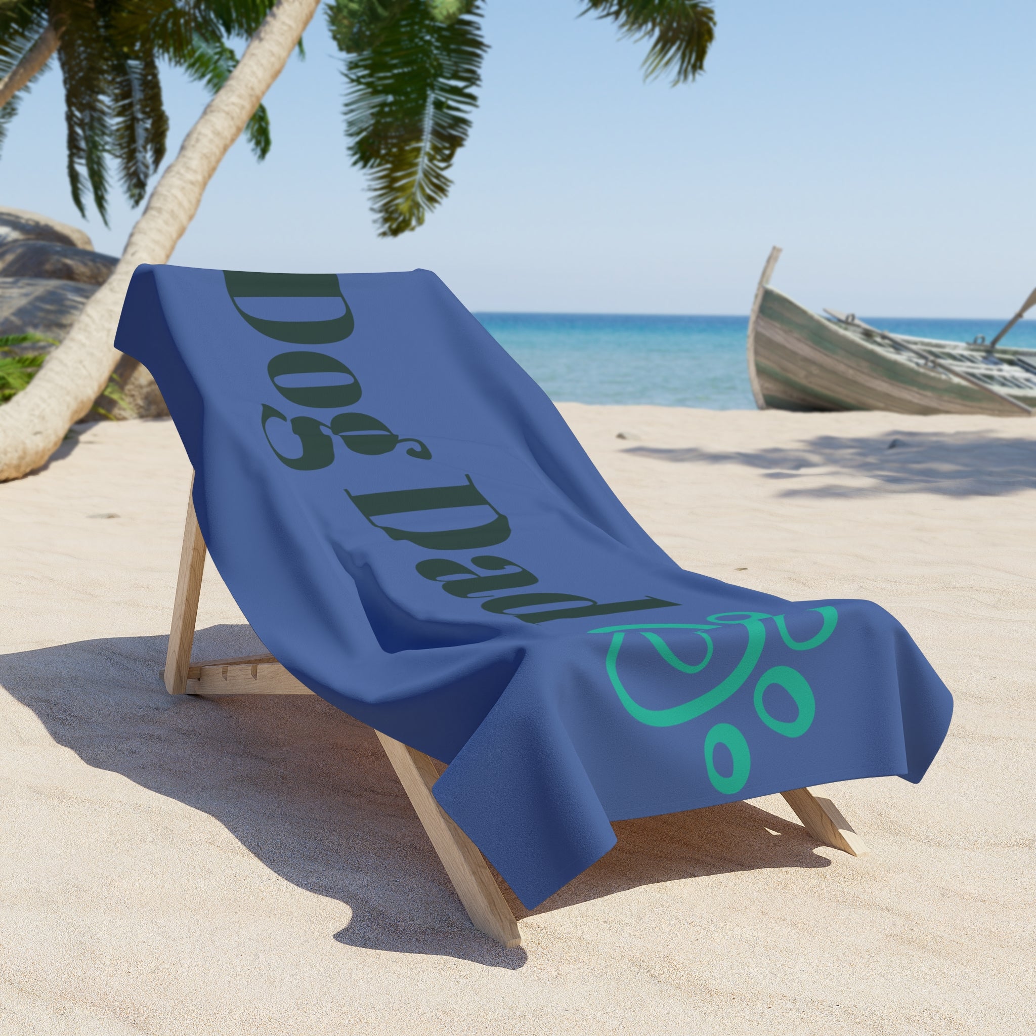Dog Dad Beach Towel — Funny Pet Lover Paw Print Towel for Beach, Pool & Gifts