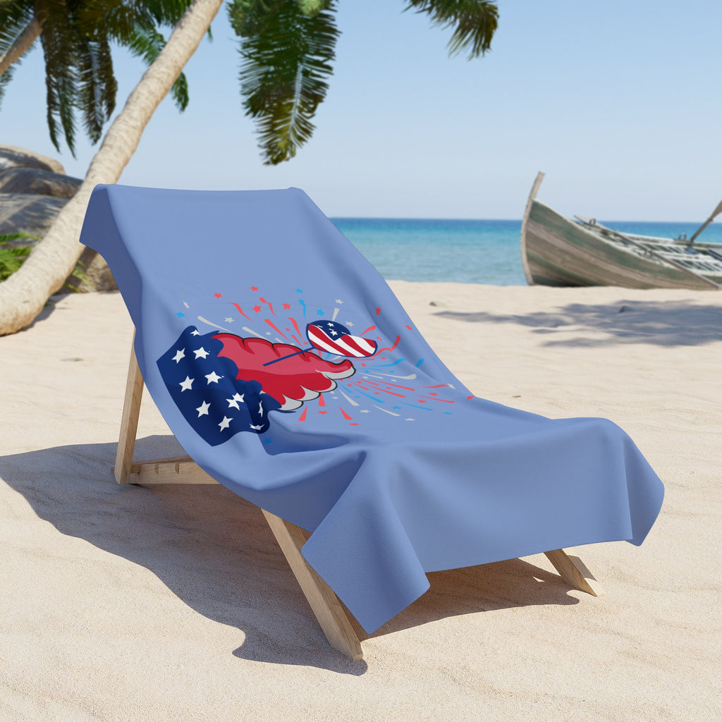 Fourth of July Cupcake Beach Towel — Patriotic USA Stars & Stripes Summer Towel