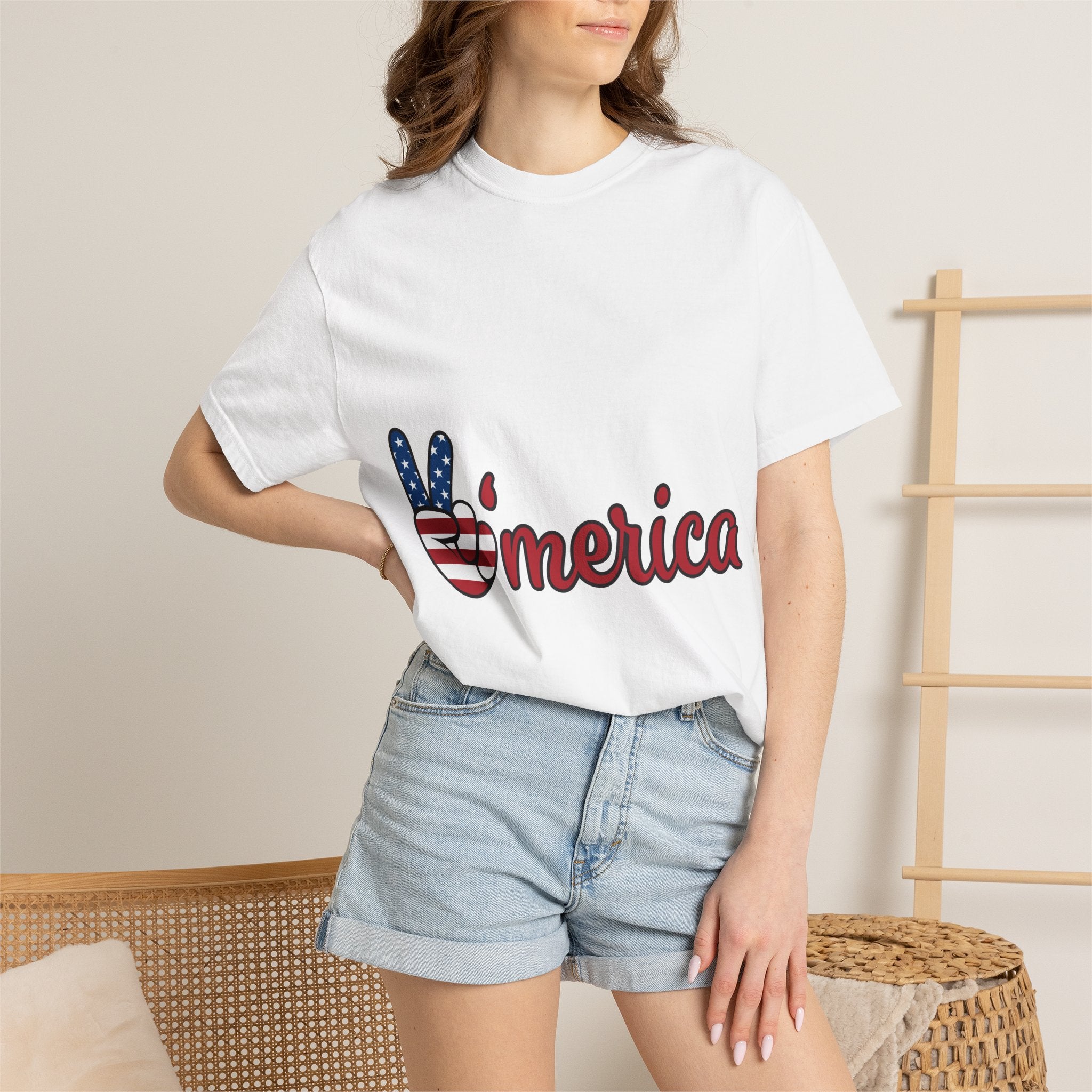 'Merica Peace Sign T-Shirt — Patriotic USA Flag Graphic Tee for 4th of July