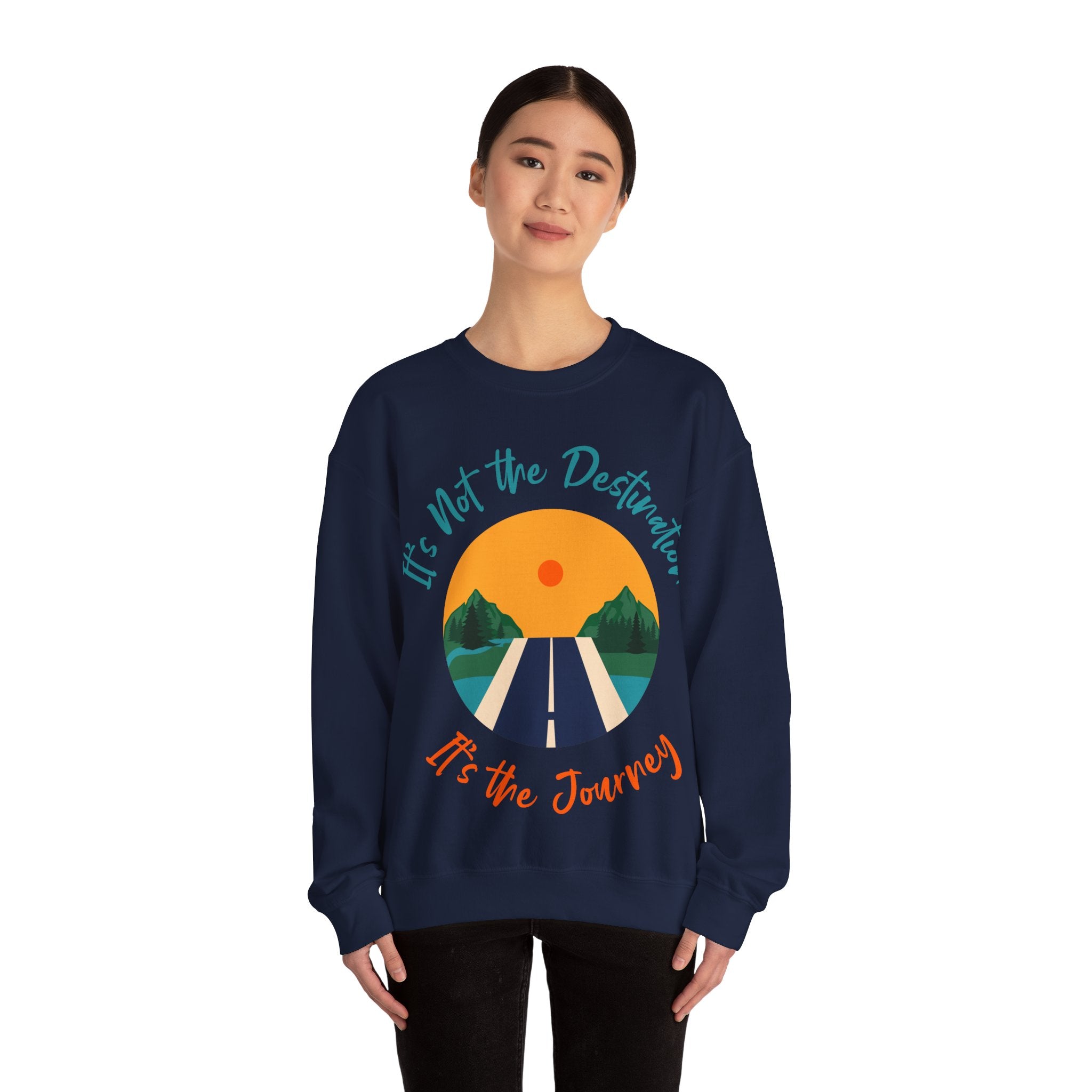 Crewneck Sweatshirt — "It's Not the Destination, It's the Journey" Retro Road Trip Design