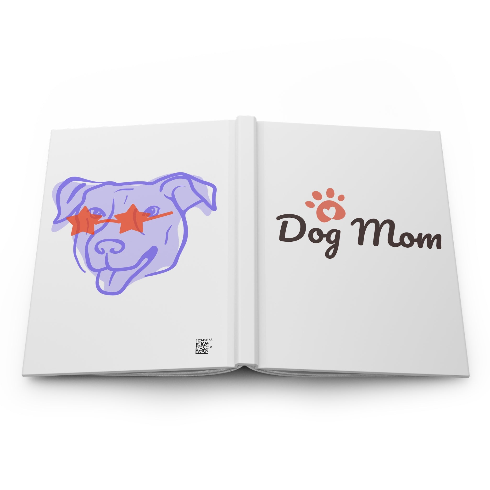 Dog Mom Hardcover Journal — Cute Paw Print & Star-Eyed Pup Notebook