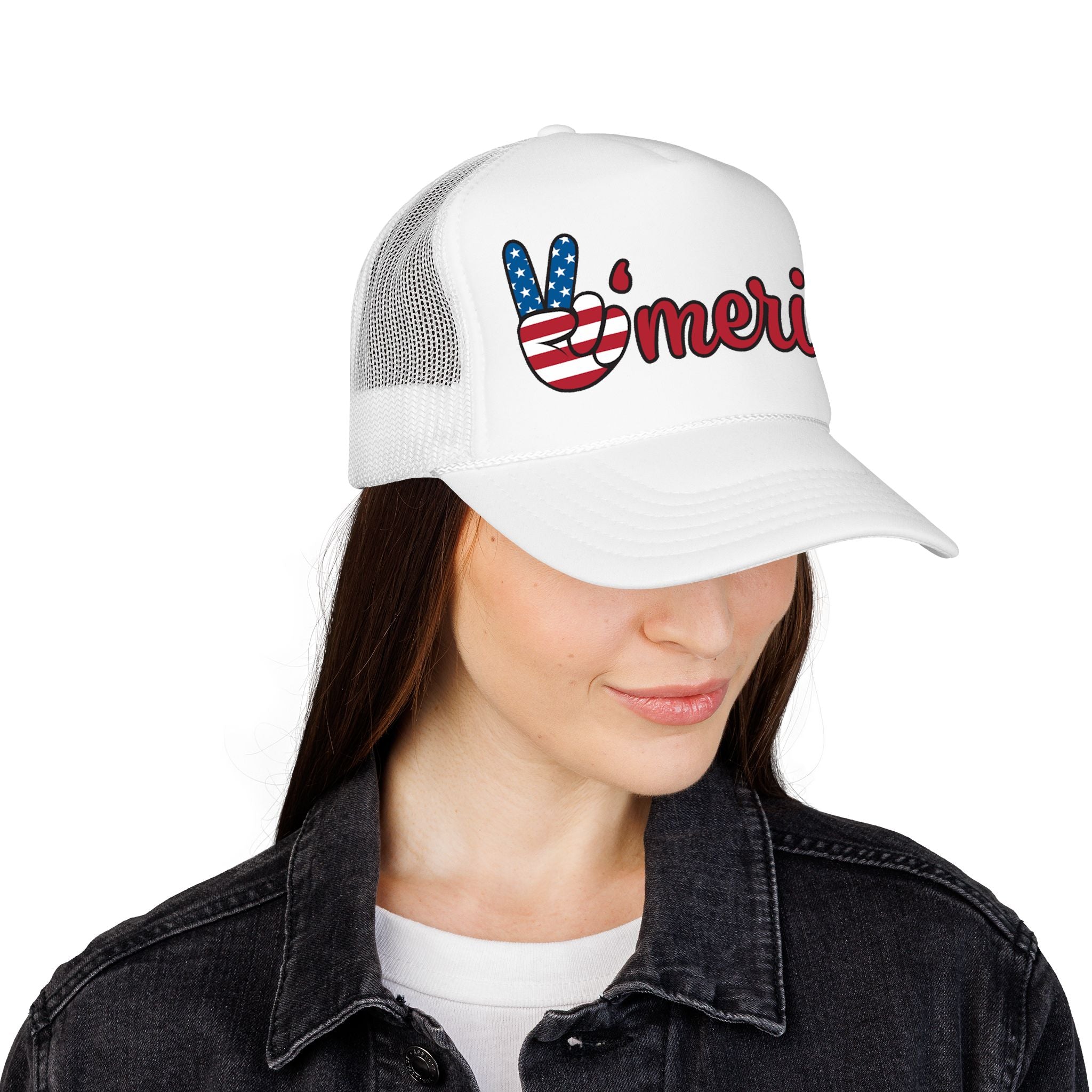 Trucker Hat — 'Merica Peace Sign USA Flag Foam Trucker Hat