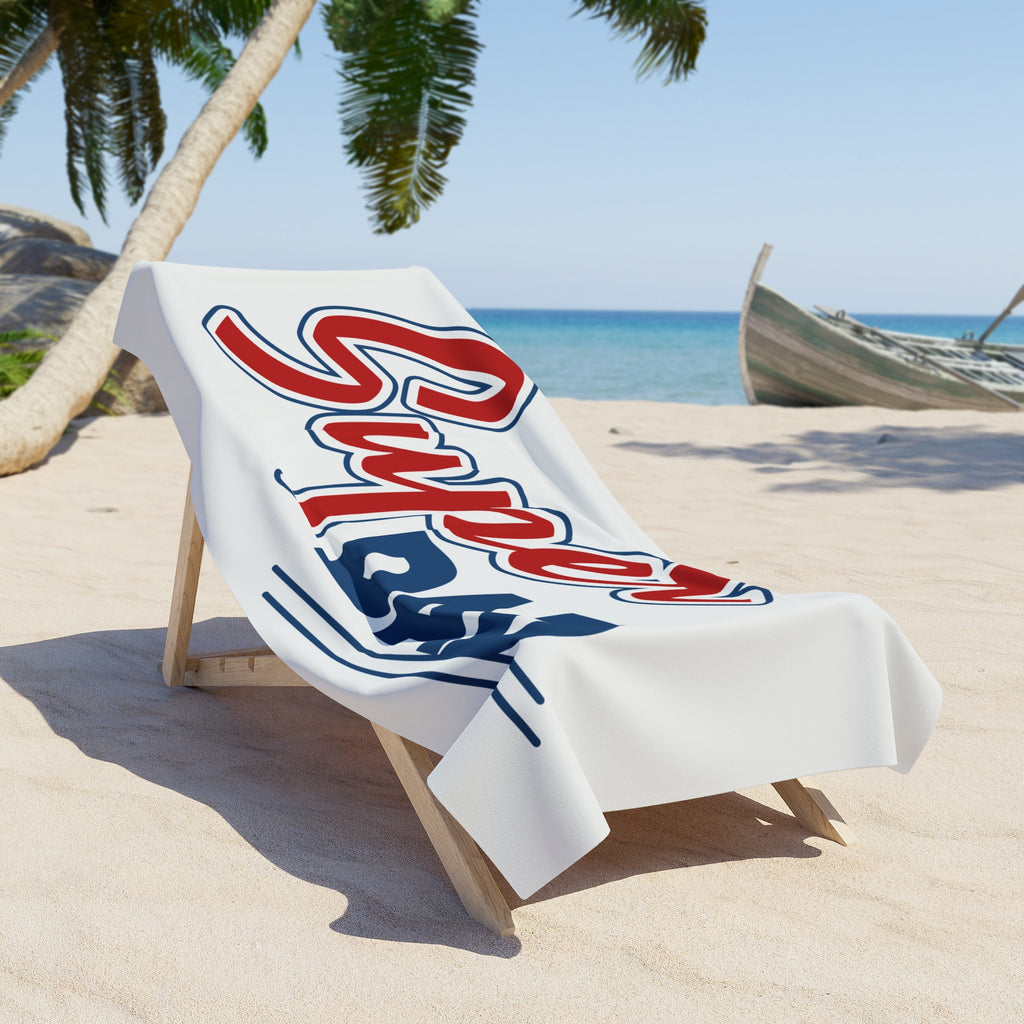 Super Dad Beach Towel – Father’s Day Gift, Patriotic Red & Blue Resort Towel