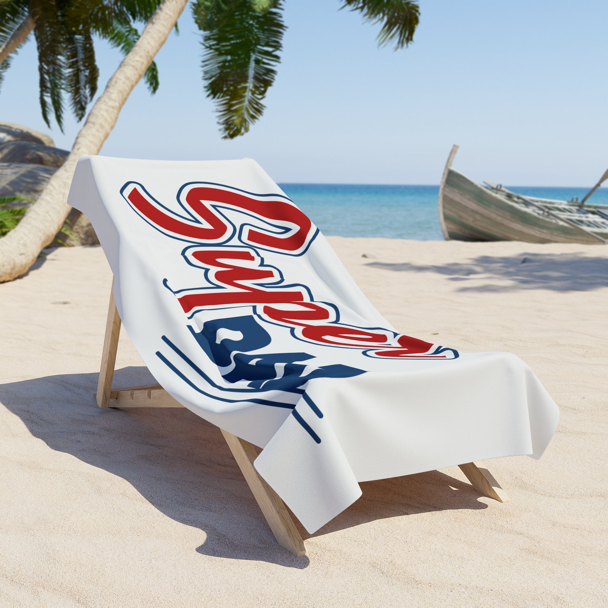 Super Dad Beach Towel – Father’s Day Gift, Patriotic Red & Blue Resort Towel