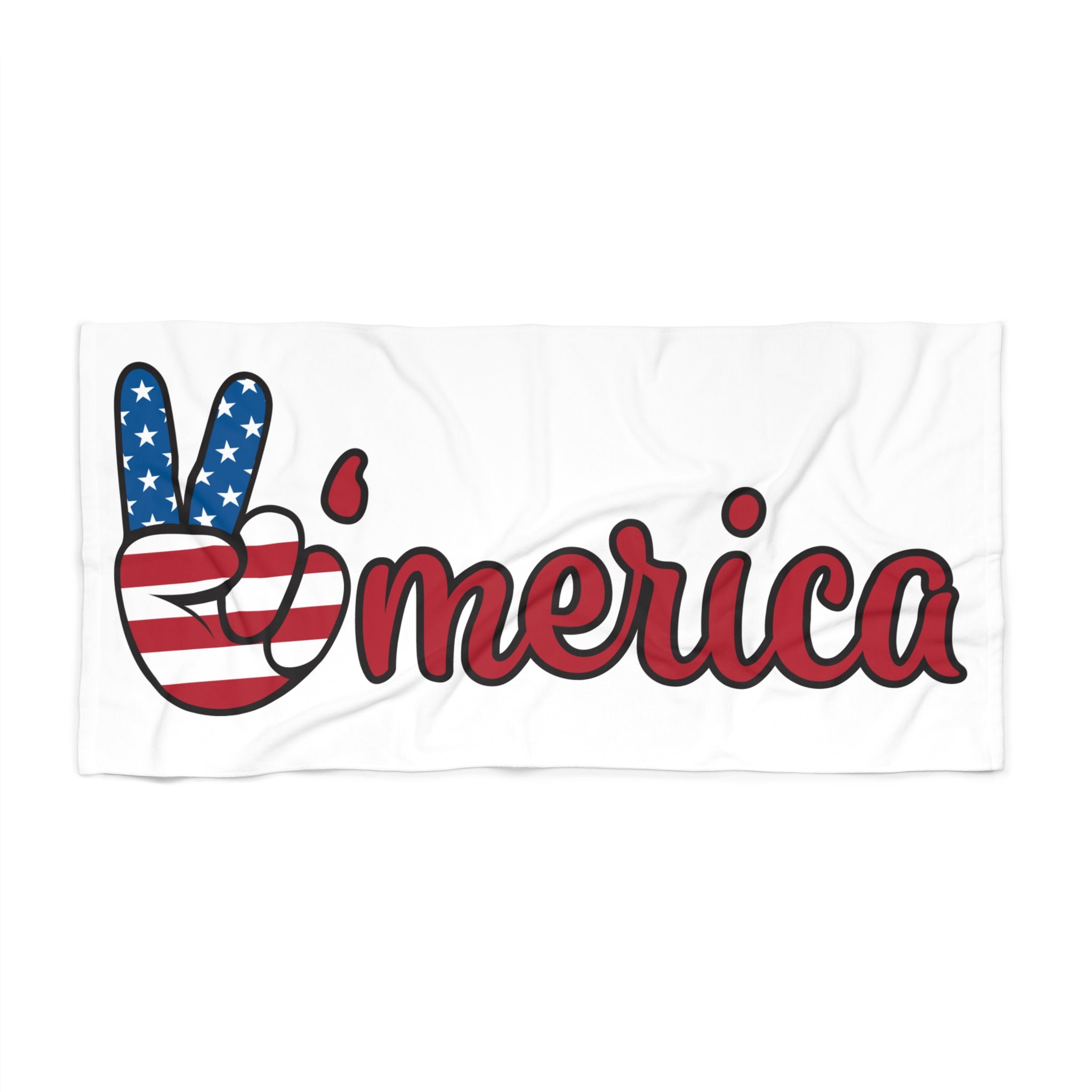 'Merica American Flag Peace Sign Beach Towel – Patriotic 4th of July Pool & Beach Towel