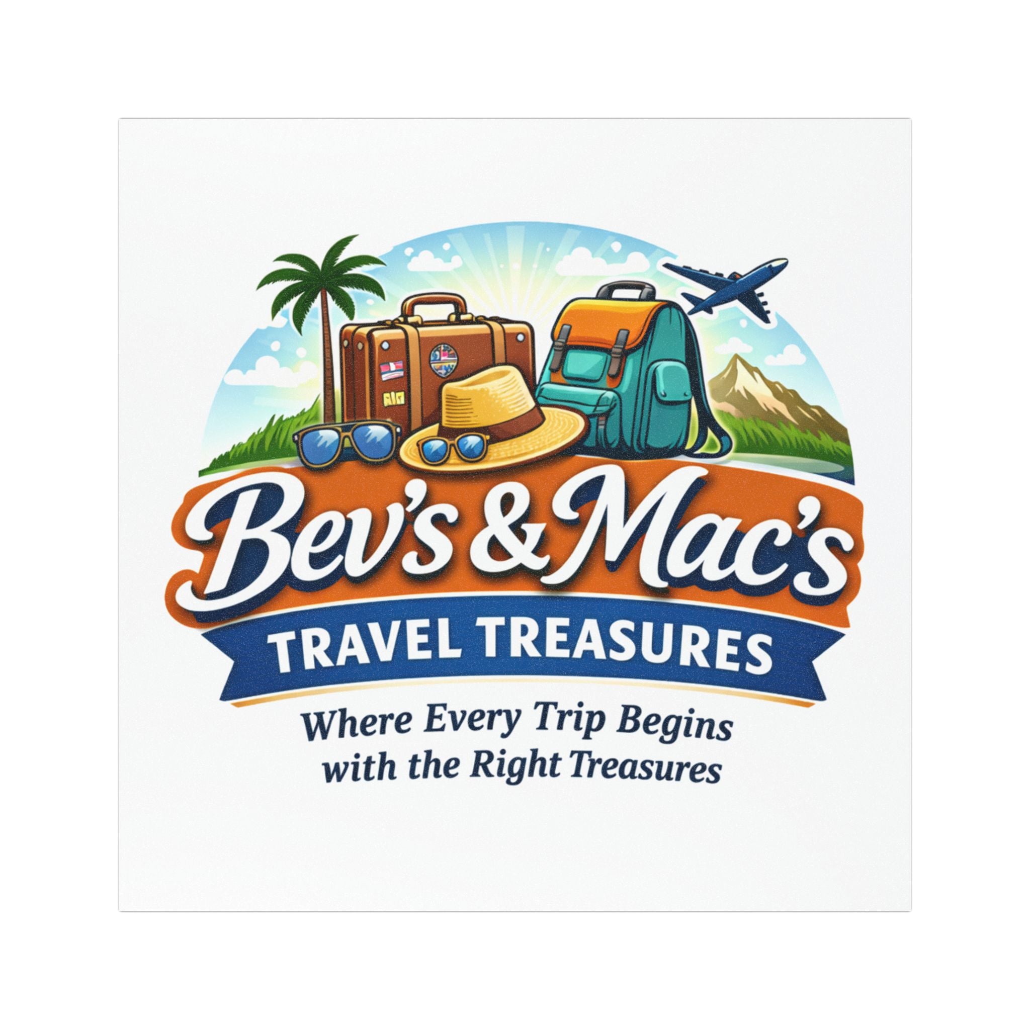 Car Magnet — "Bev's & Mac's Travel Treasures" Vintage Luggage & Adventure Logo