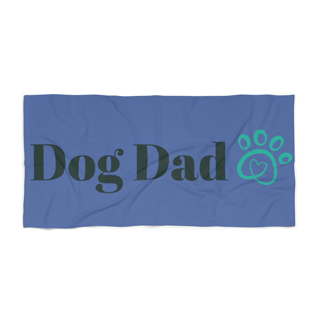 Dog Dad Beach Towel — Funny Pet Lover Paw Print Towel for Beach, Pool & Gifts