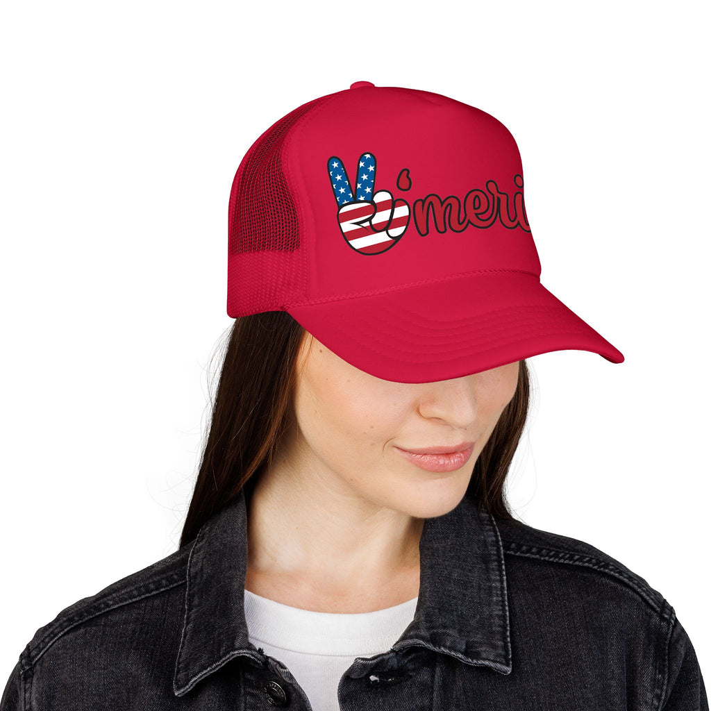 Trucker Hat — 'Merica Peace Sign USA Flag Foam Trucker Hat
