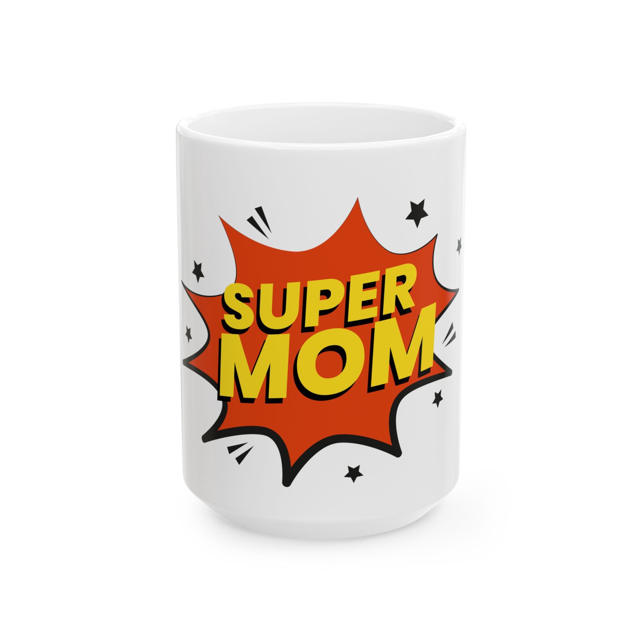Super Mom Ceramic Mug — Comic-Style ‘SUPER MOM’ Coffee Cup (11oz & 15oz)