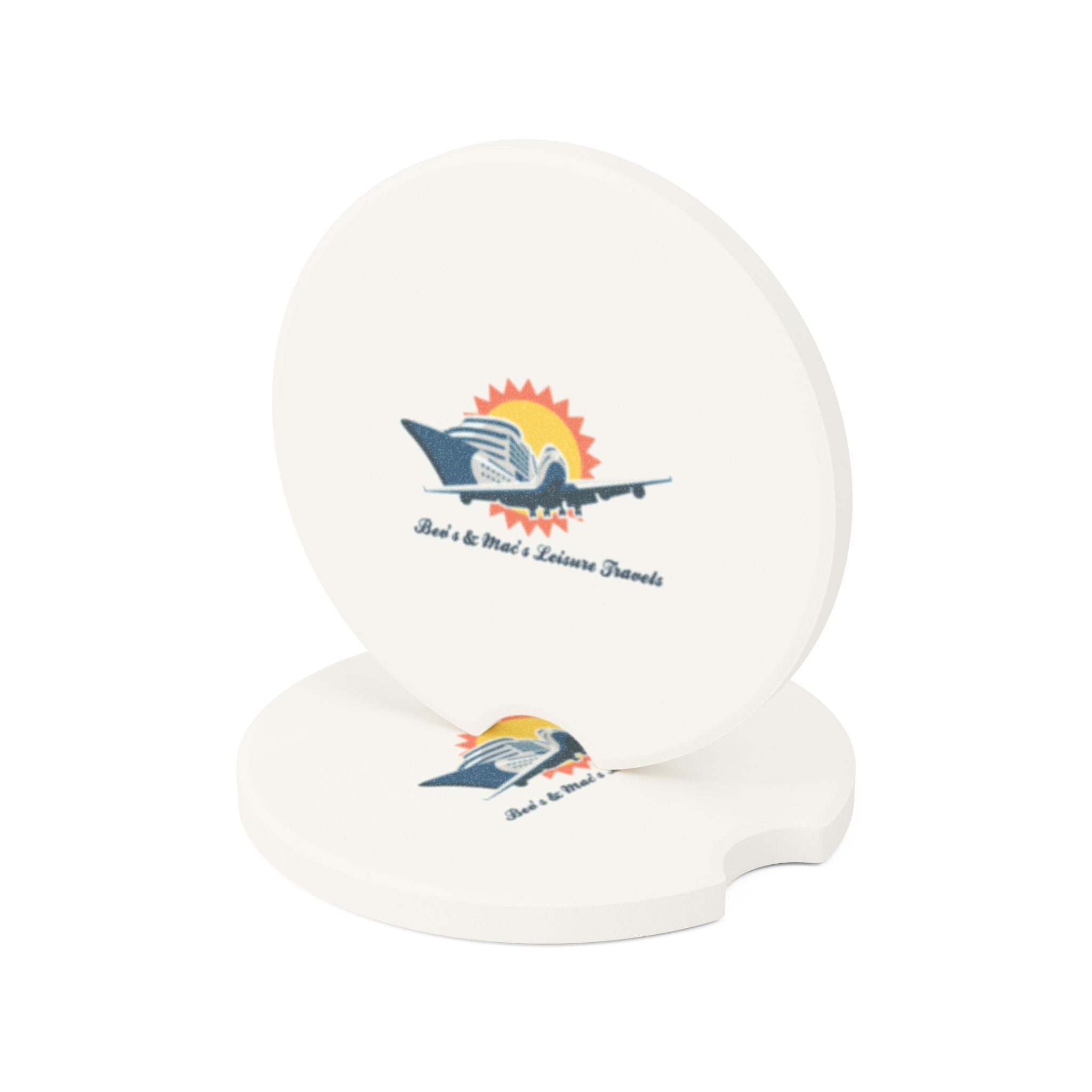Soapstone Car Coaster — Vintage Airplane Travel Logo Car Cup Holder Protector