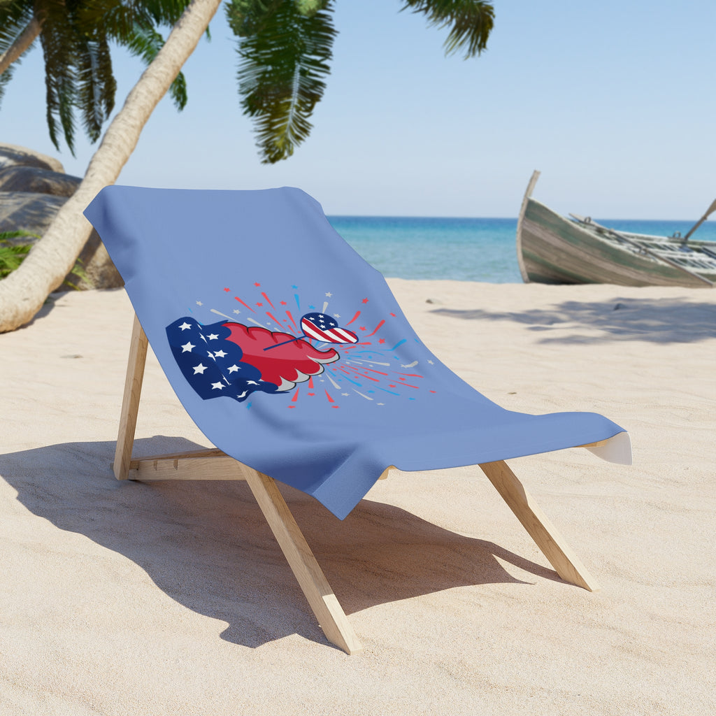 Fourth of July Cupcake Beach Towel — Patriotic USA Stars & Stripes Summer Towel