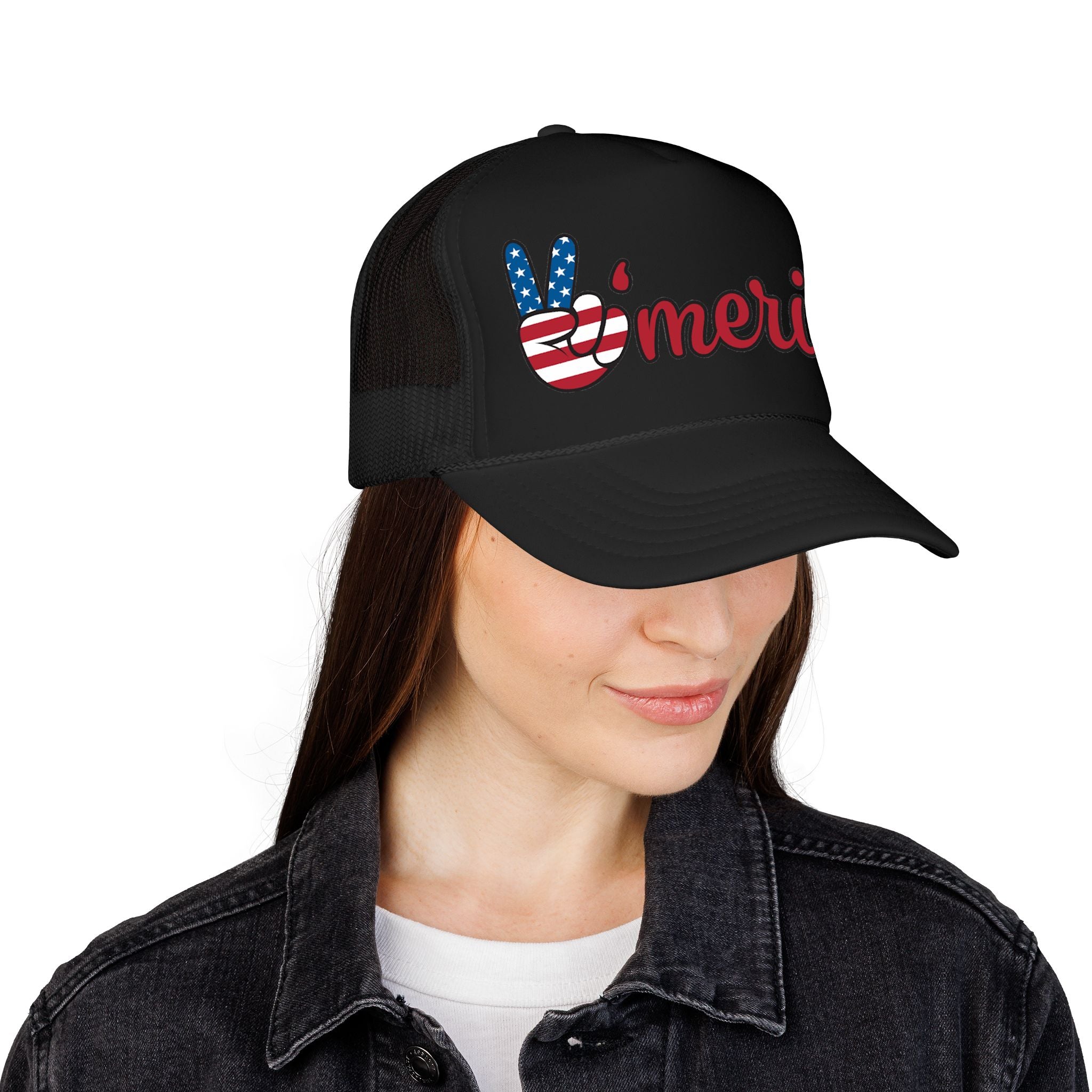 Trucker Hat — 'Merica Peace Sign USA Flag Foam Trucker Hat