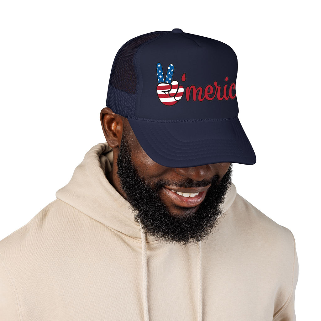 Trucker Hat — 'Merica Peace Sign USA Flag Foam Trucker Hat