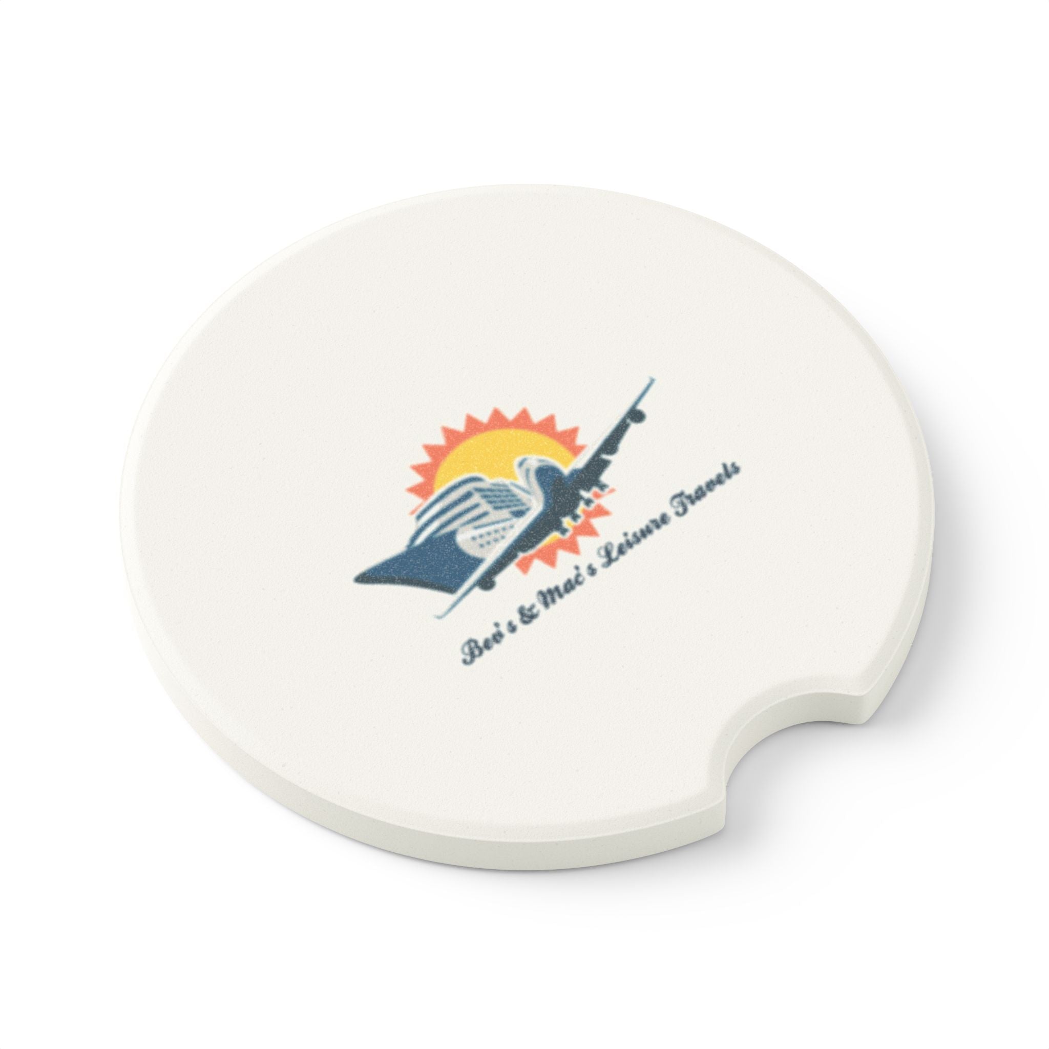 Soapstone Car Coaster — Vintage Airplane Travel Logo Car Cup Holder Protector