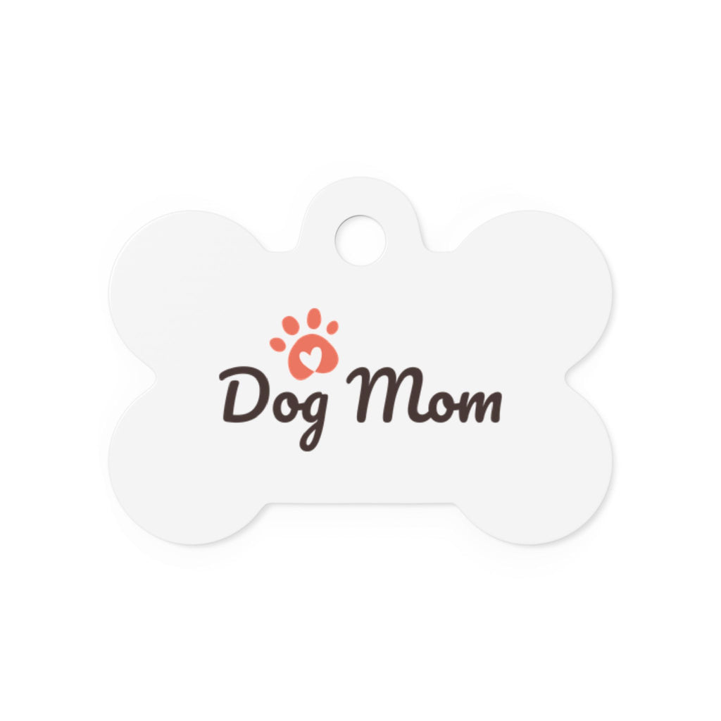 Dog Mom Bone Pet Tag — Personalized Cute Paw ID Tag for Dogs