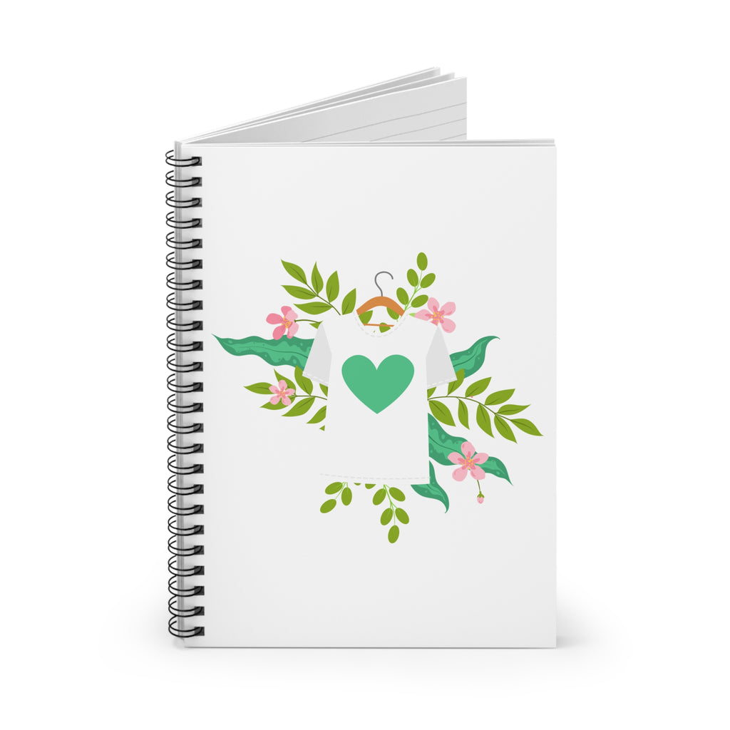 Floral Heart T-Shirt Spiral Notebook