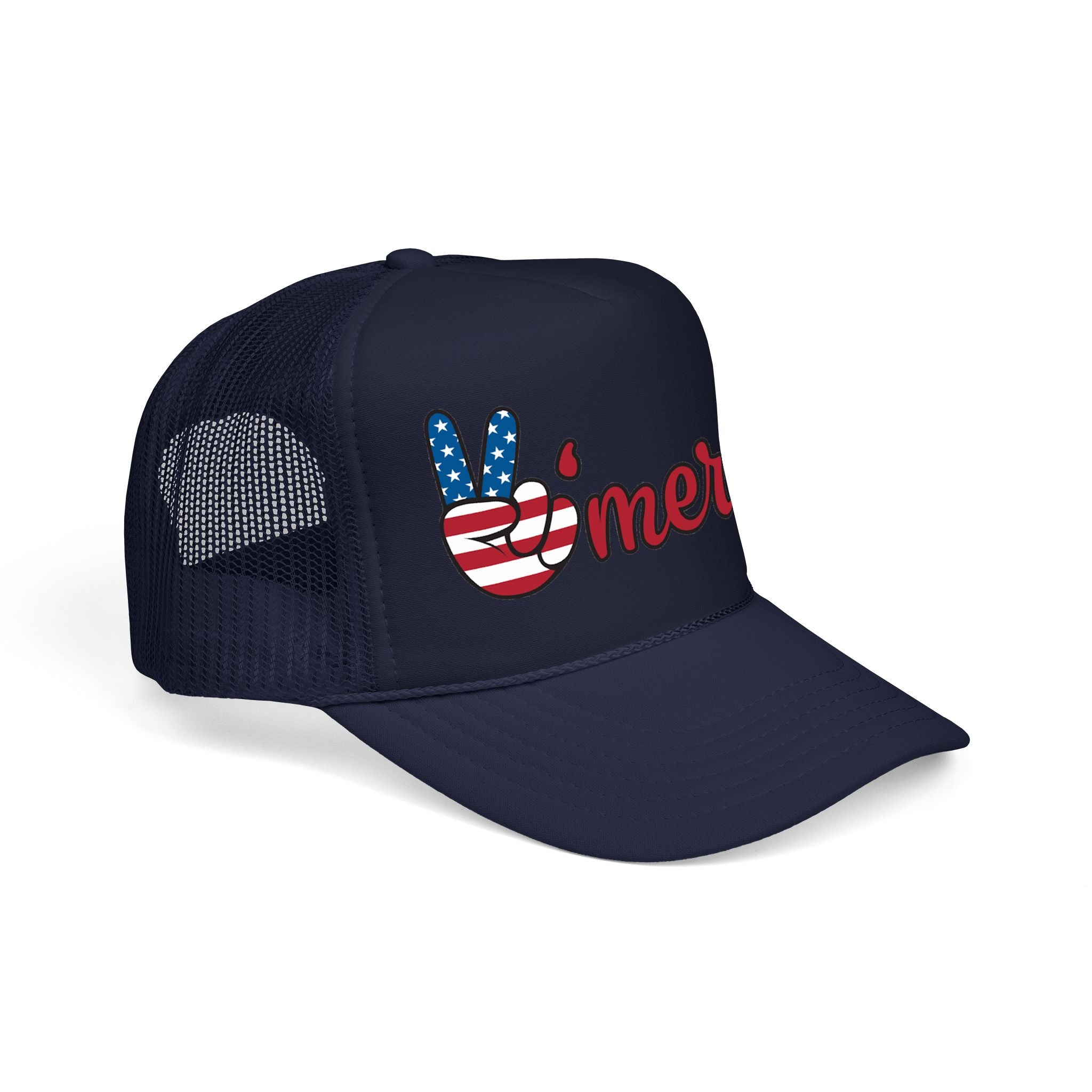 Trucker Hat — 'Merica Peace Sign USA Flag Foam Trucker Hat