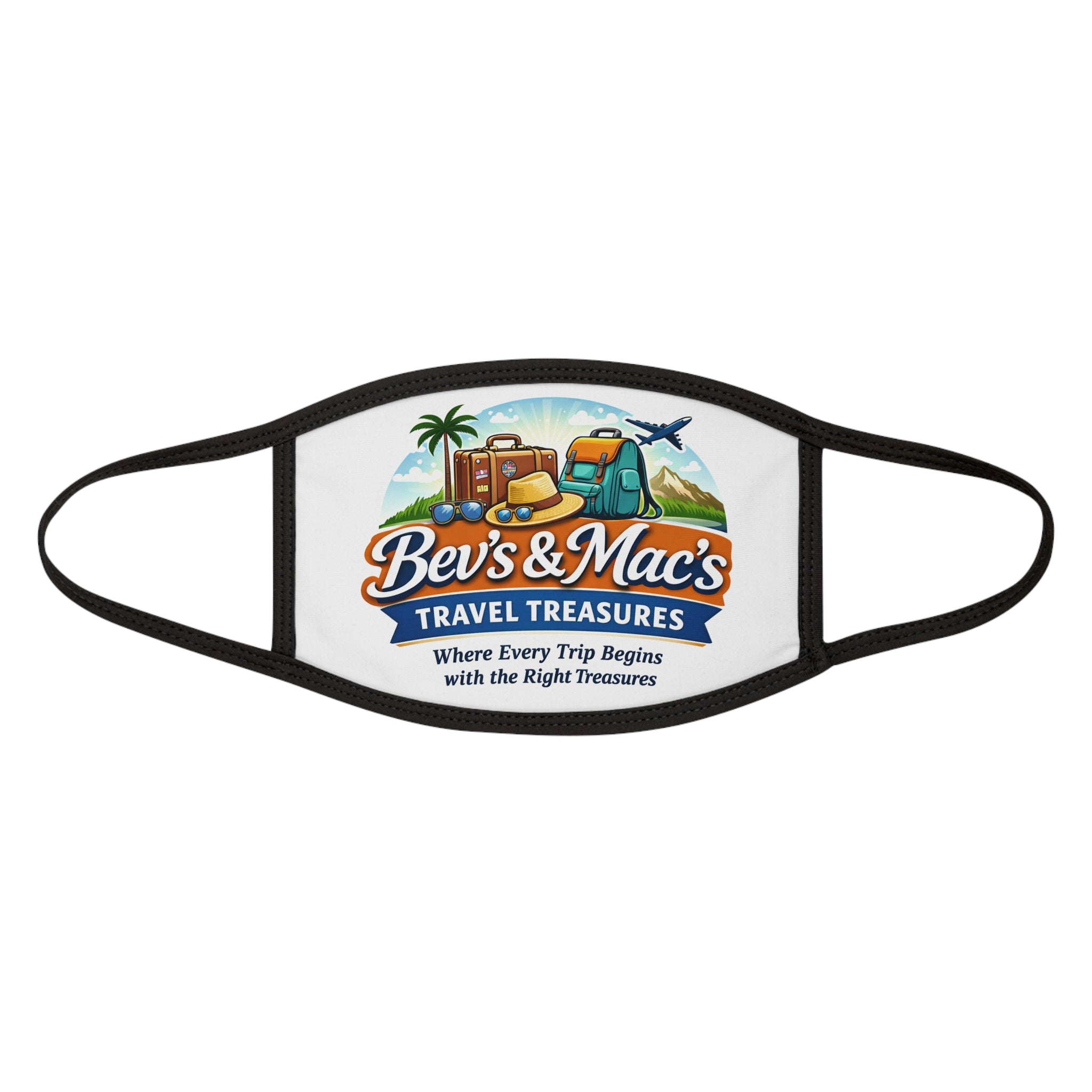 Travel Logo Face Mask — "Bev's & Mac's Travel Treasures" Protective Reusable Mask