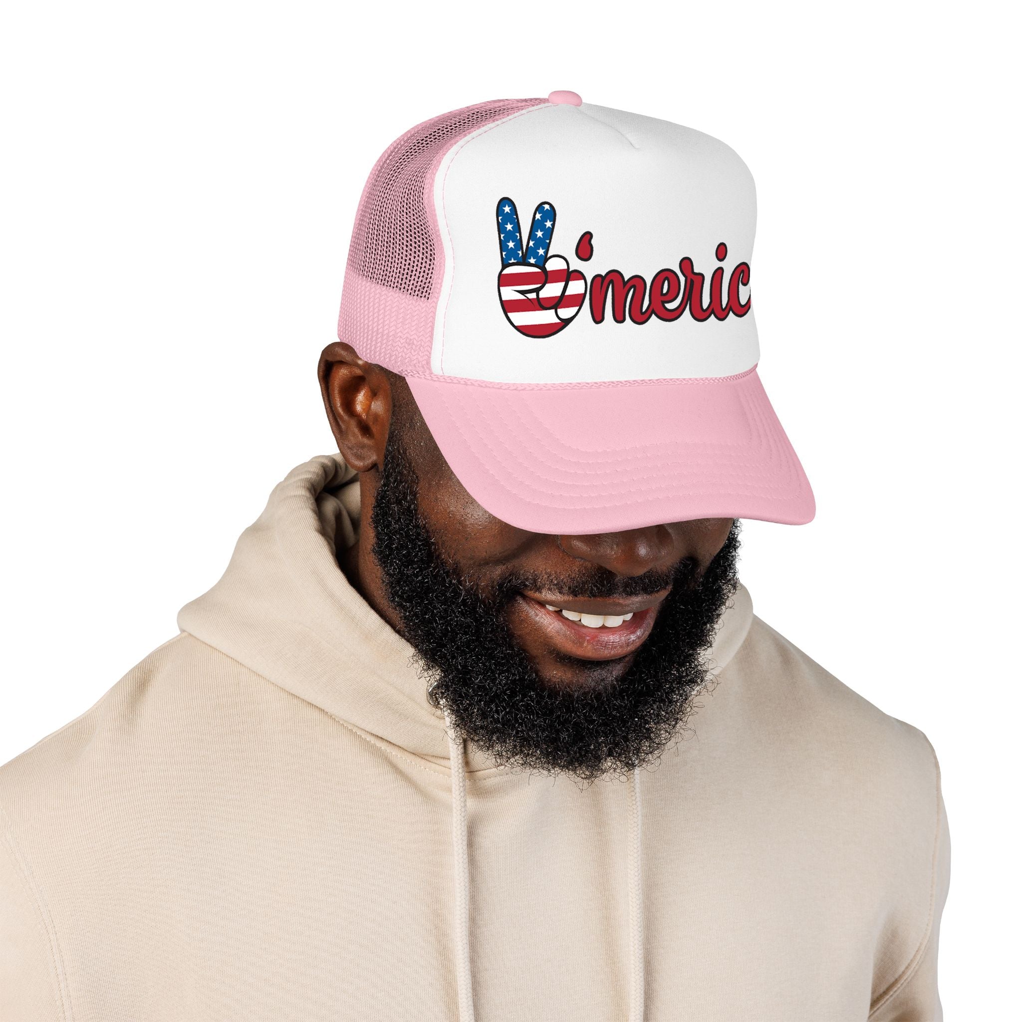 Trucker Hat — 'Merica Peace Sign USA Flag Foam Trucker Hat