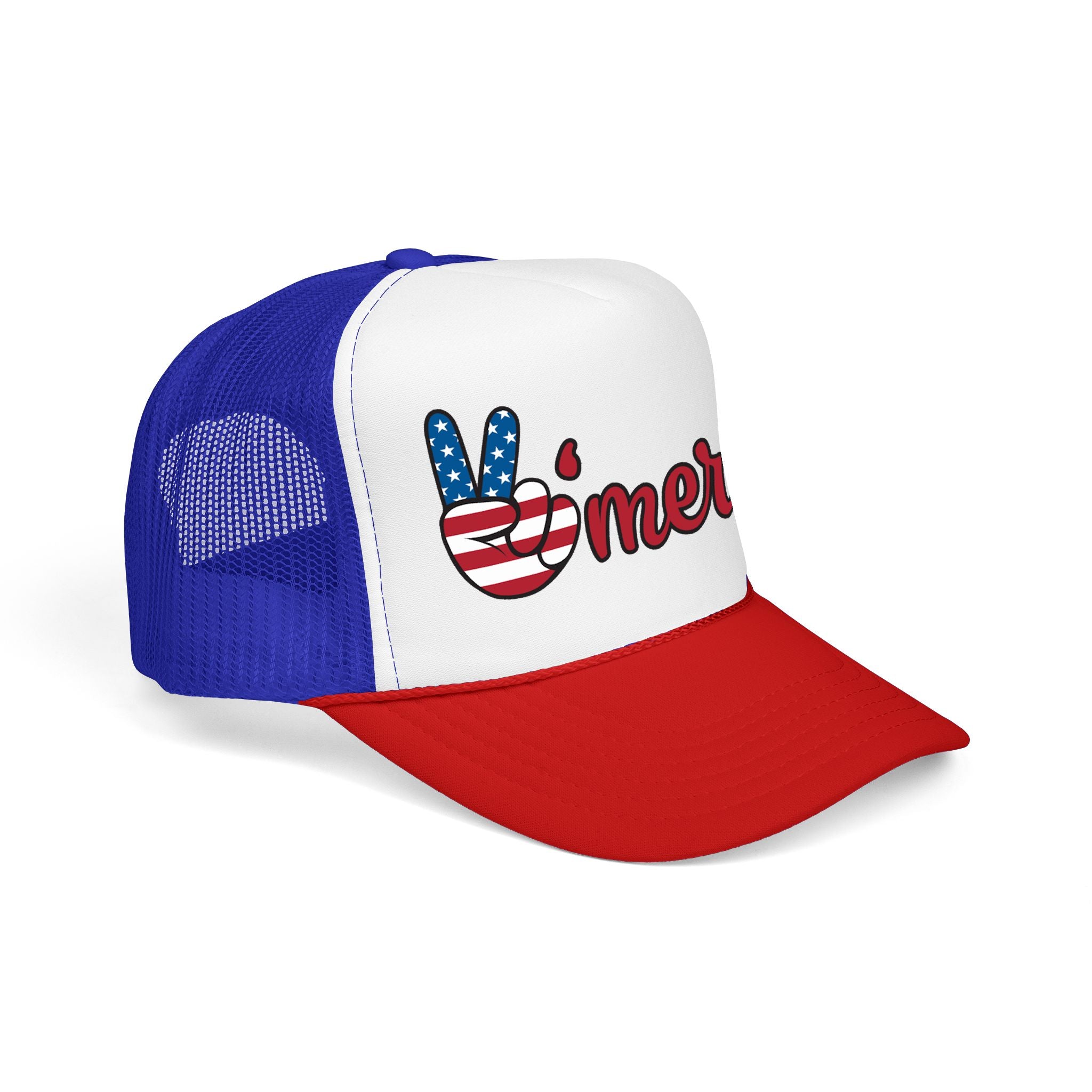 Trucker Hat — 'Merica Peace Sign USA Flag Foam Trucker Hat