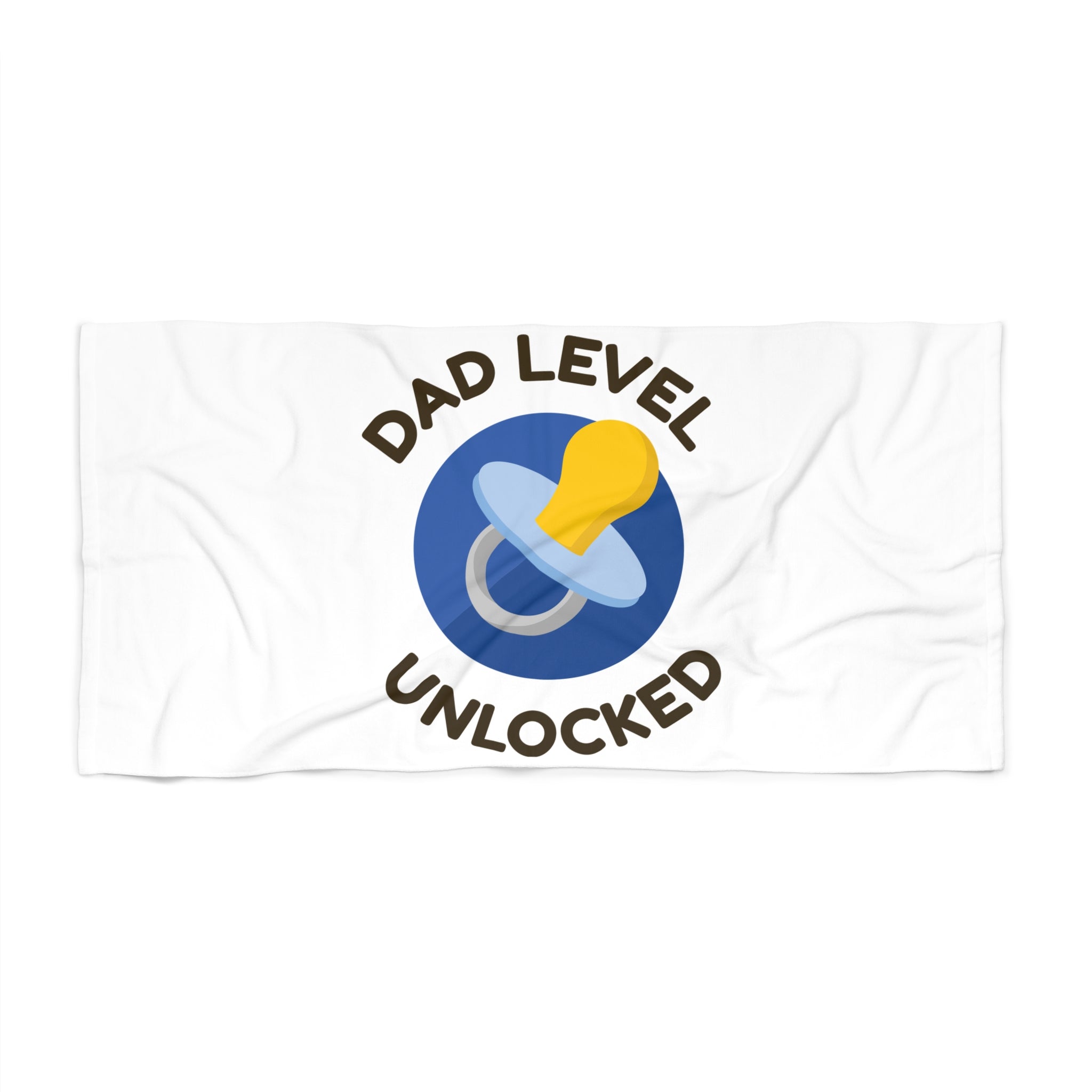 Baby Pacifier 'Dad Level Unlocked' Beach Towel — New Dad Gift