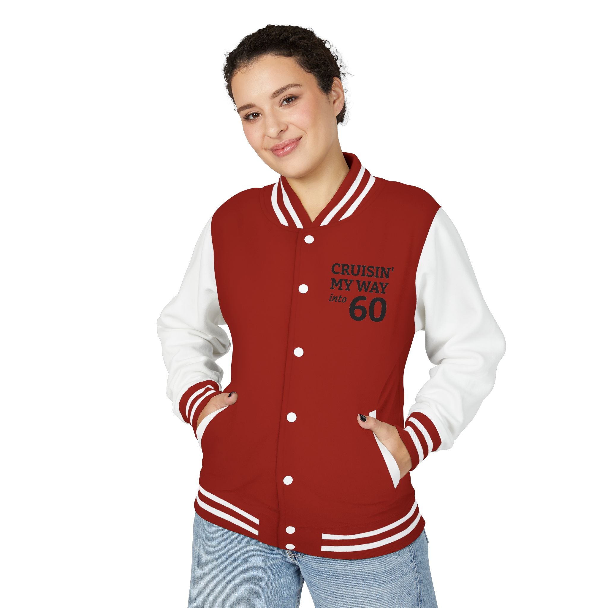 Letterman Jacket – “Cruisin’ My Way to 60” Retro Birthday Varsity Coat