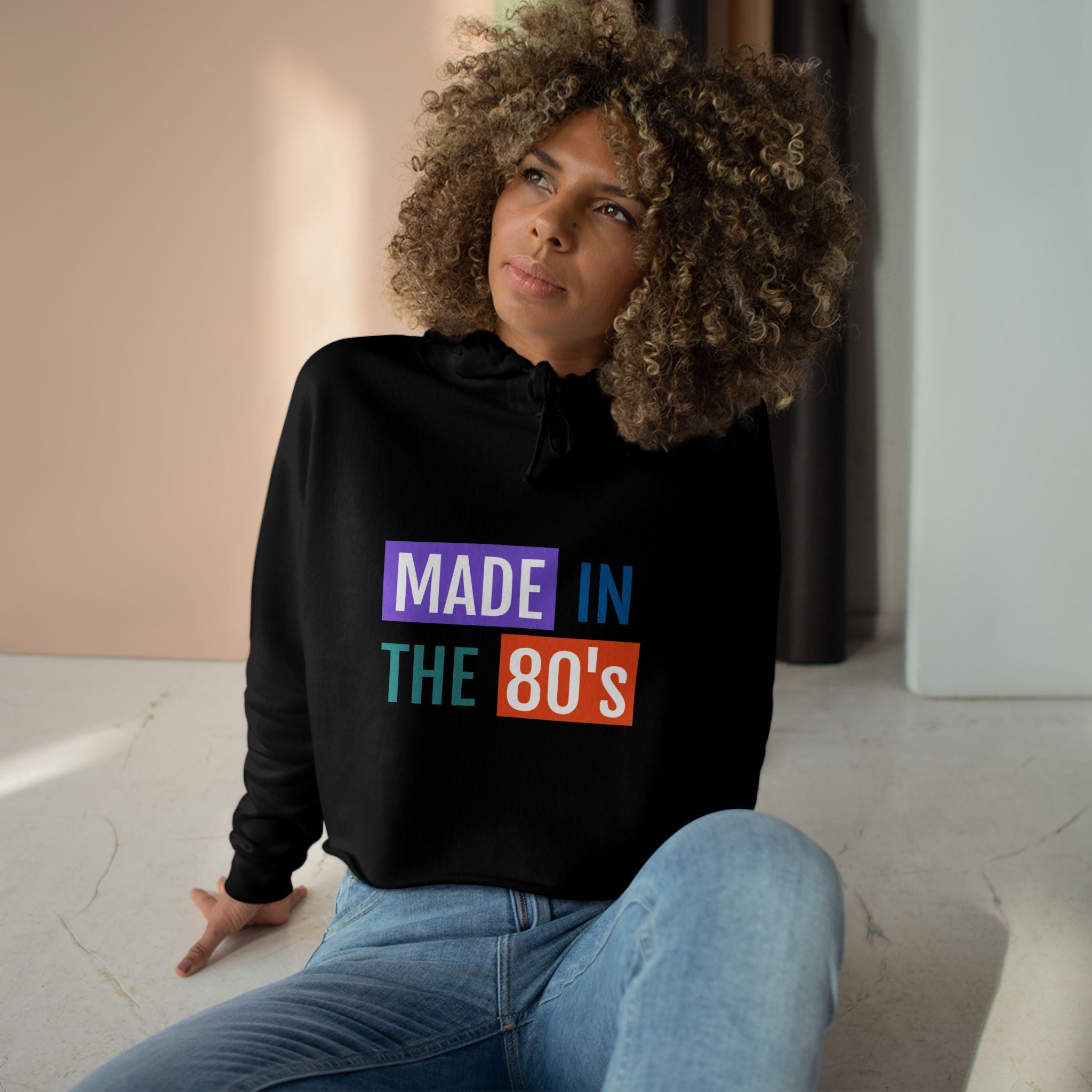 Made in the 80's Crop Hoodie — Retro 80s Graphic Cropped Sweatshirt