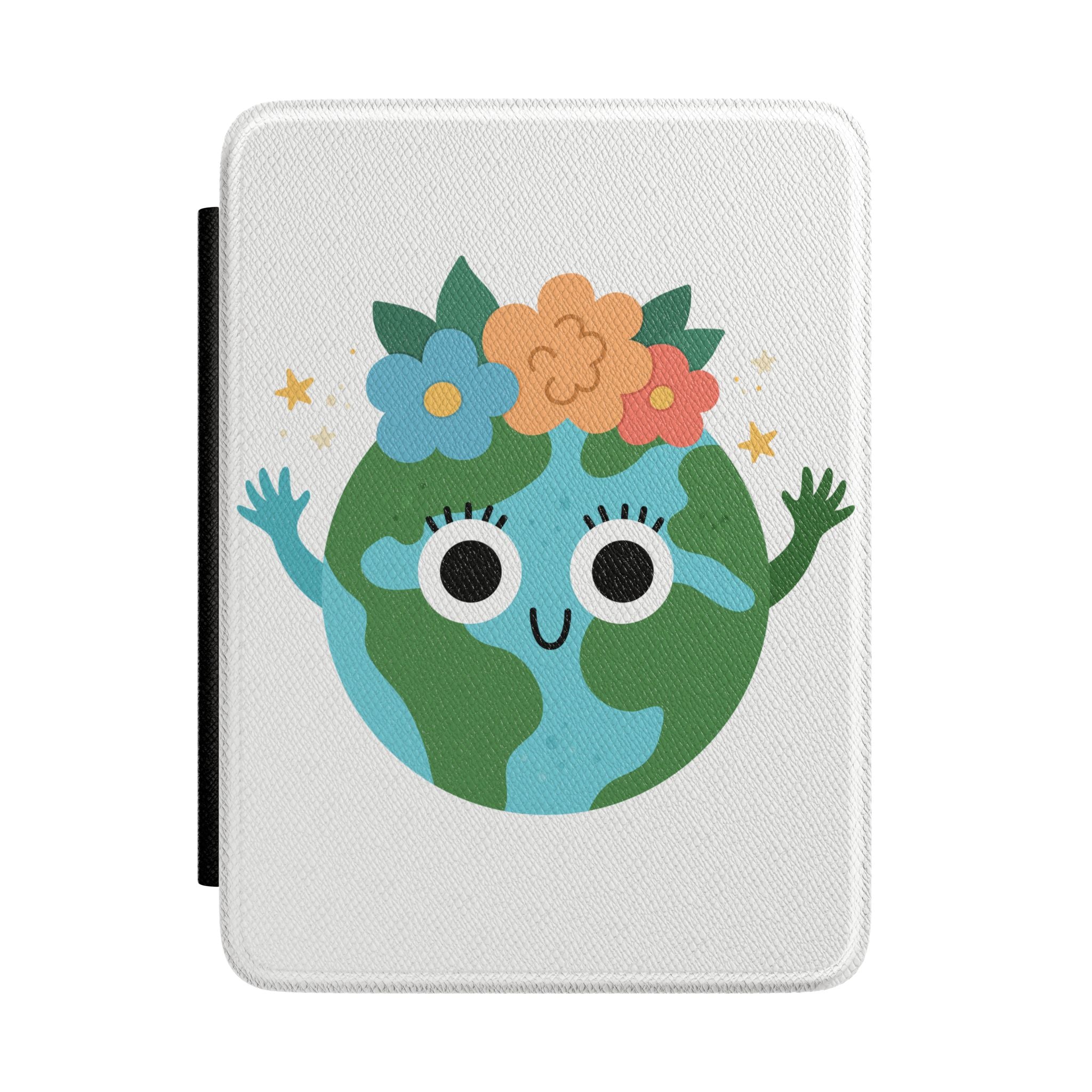 Kindle Case — Cute Floral Earth Cartoon Cover (Eco-Friendly, Kids & Readers Gift)