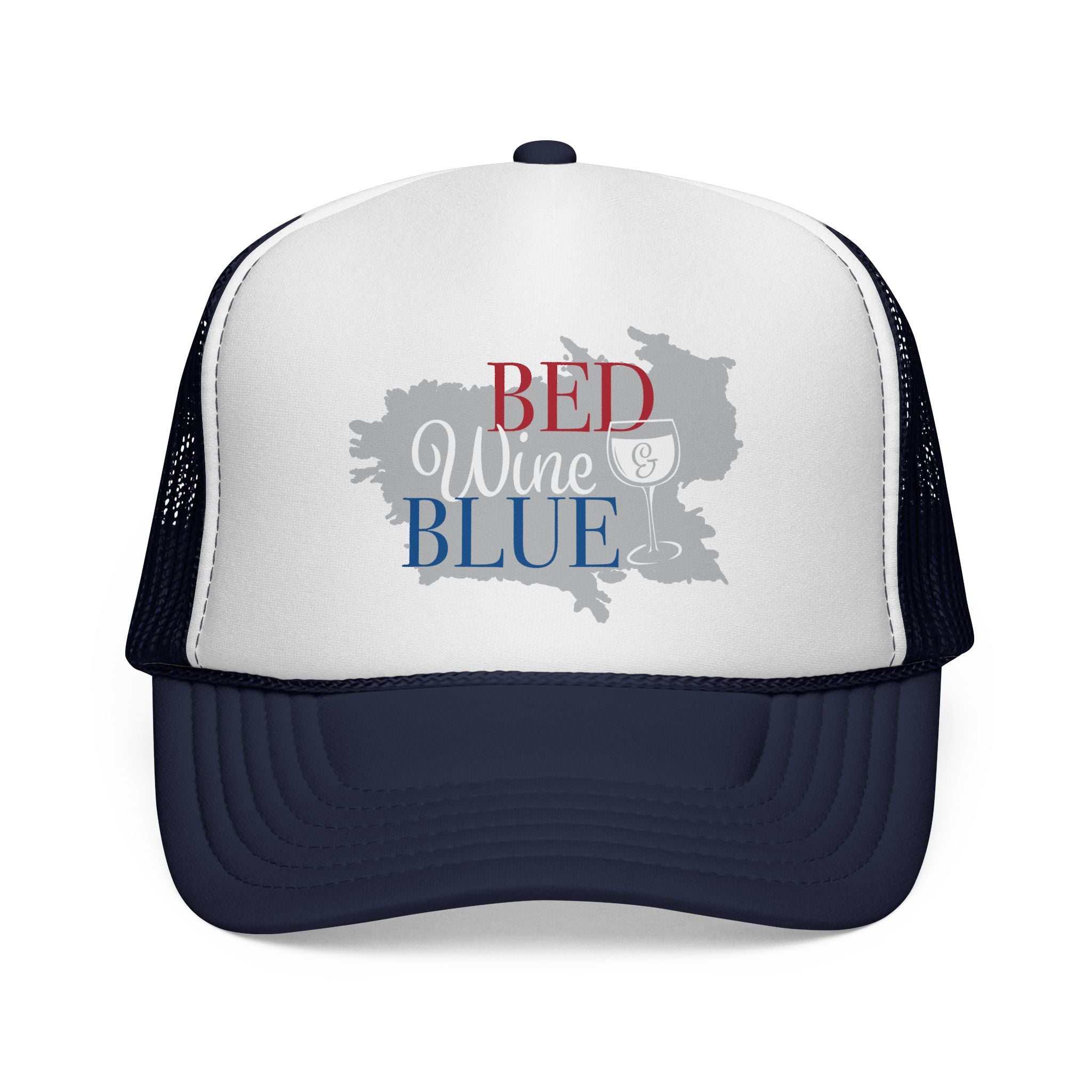 Trucker Cap — "Red Wine Blue" Patriotic Wine Lover Mesh Hat
