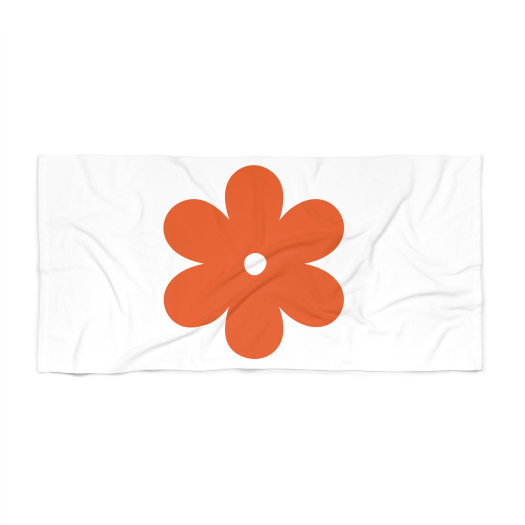 Retro Orange Flower Beach Towel — Bold Floral Summer Towel