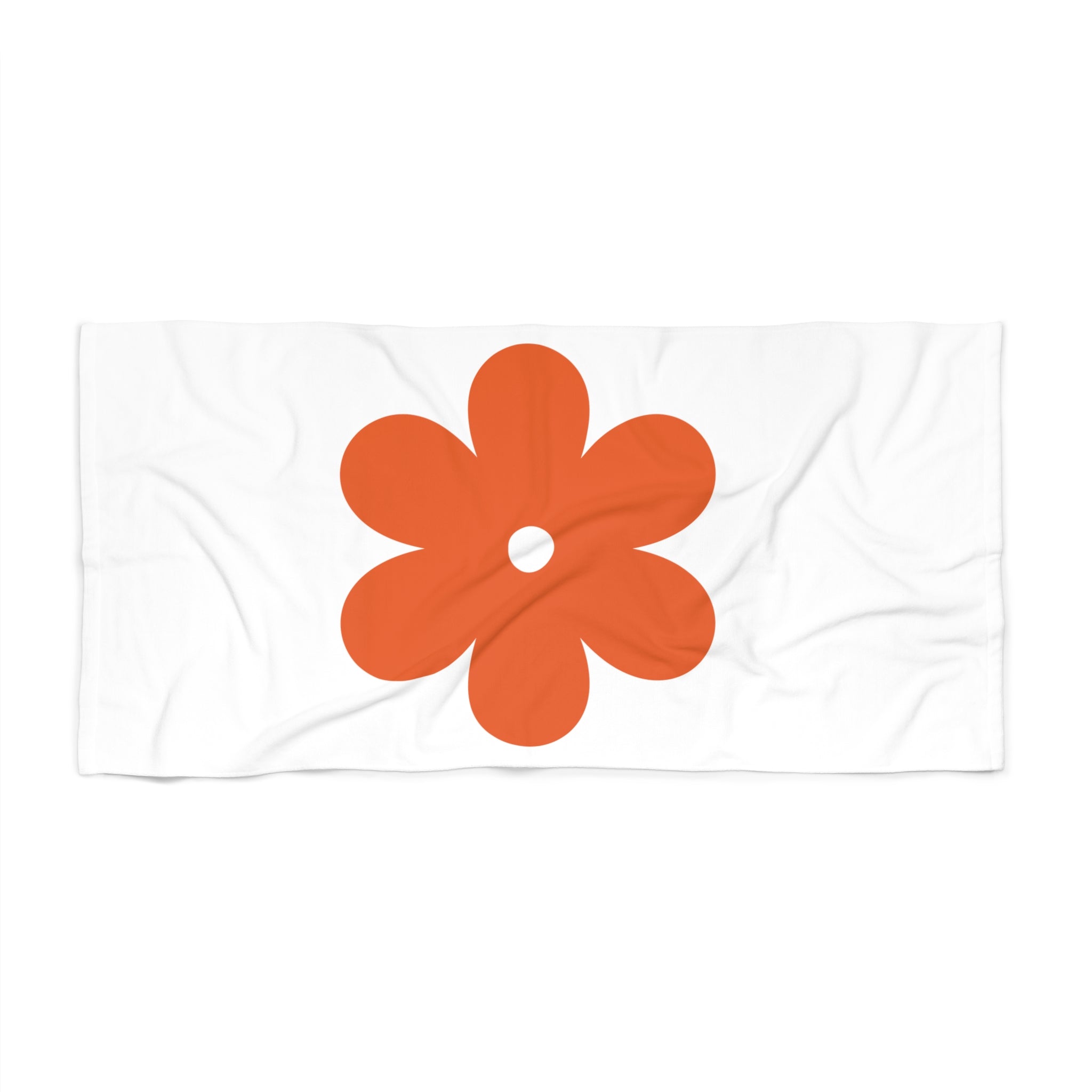 Retro Orange Flower Beach Towel — Bold Floral Summer Towel