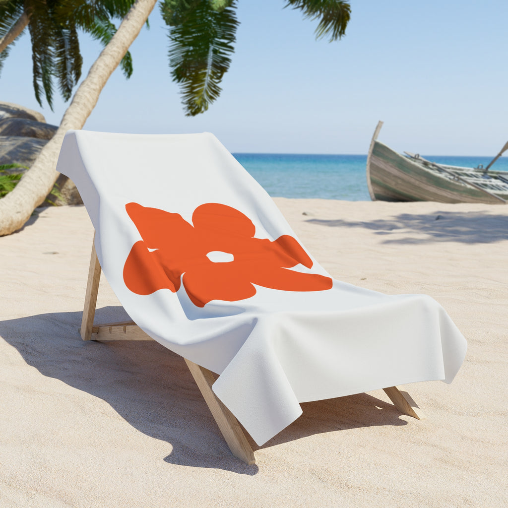 Retro Orange Flower Beach Towel — Bold Floral Summer Towel