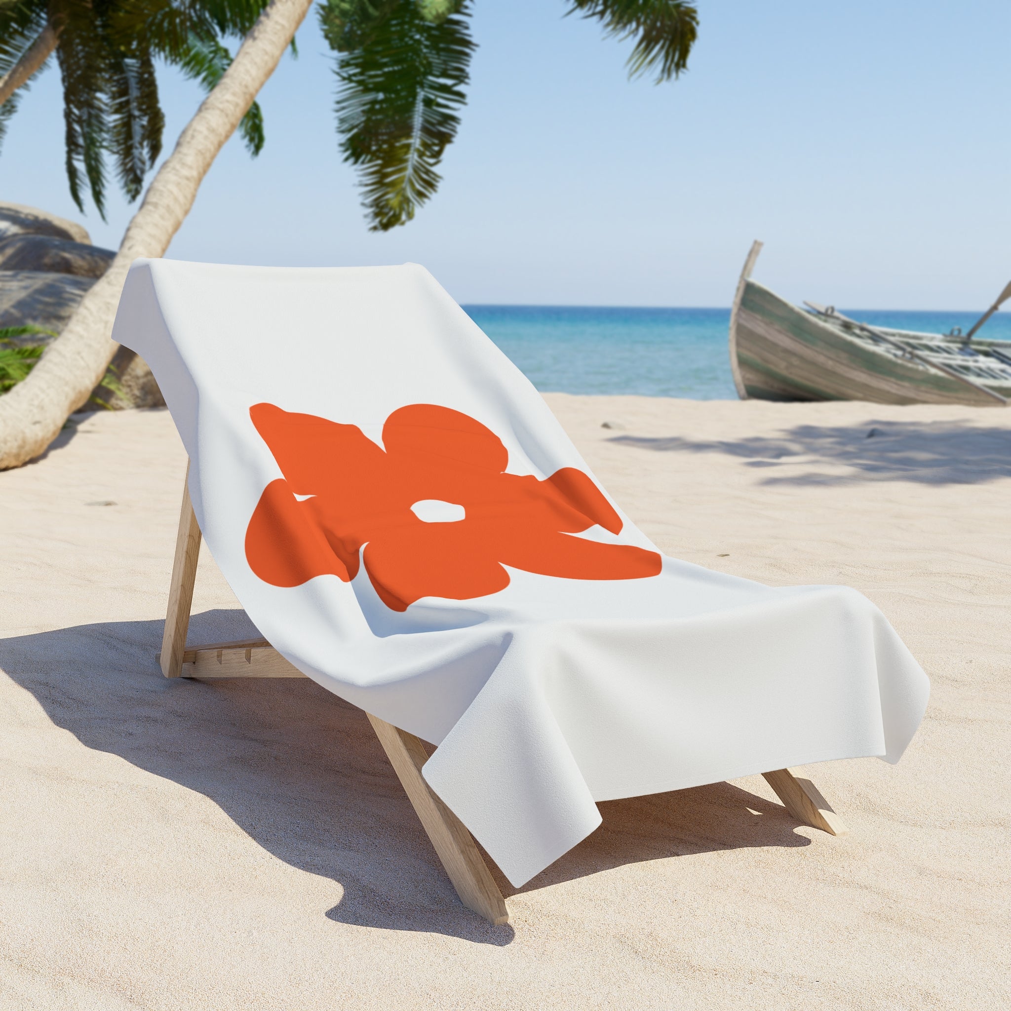 Retro Orange Flower Beach Towel — Bold Floral Summer Towel