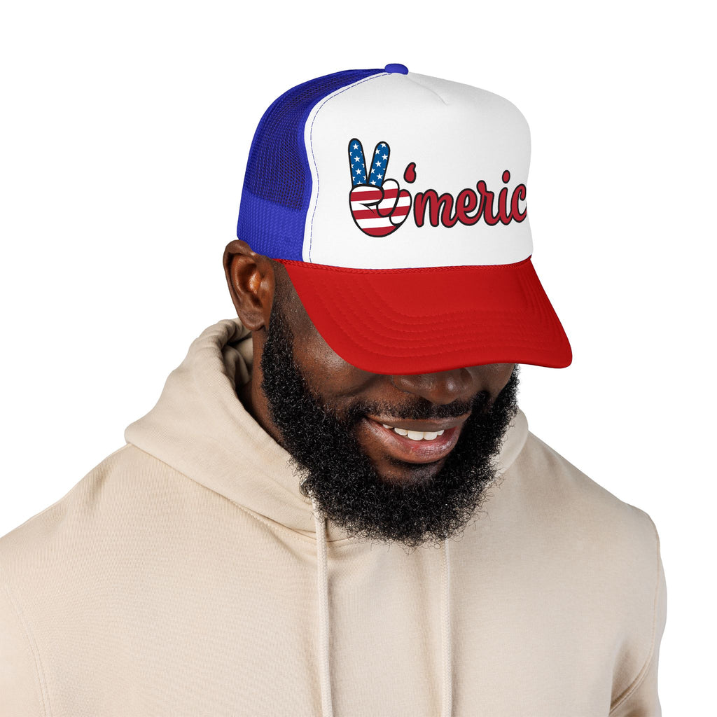 Trucker Hat — 'Merica Peace Sign USA Flag Foam Trucker Hat