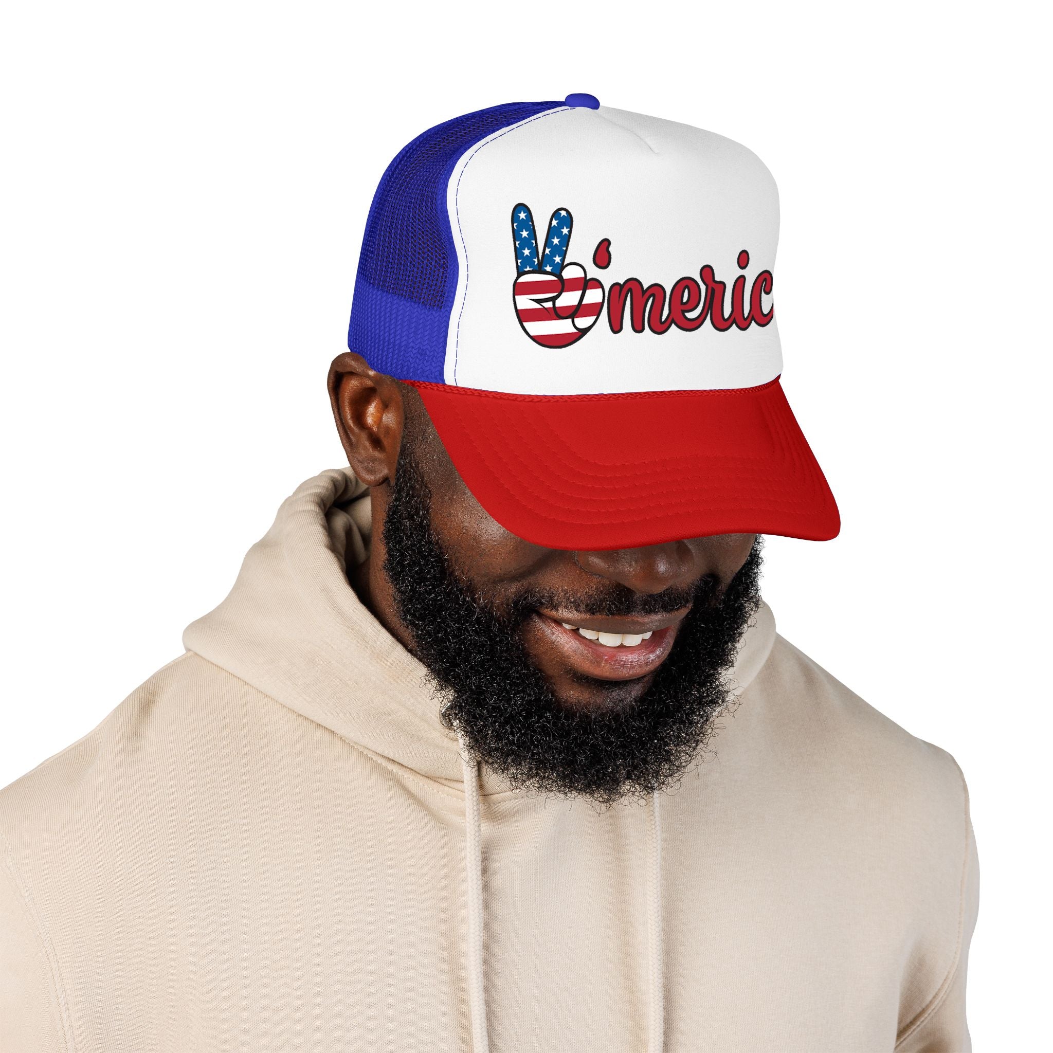 Trucker Hat — 'Merica Peace Sign USA Flag Foam Trucker Hat