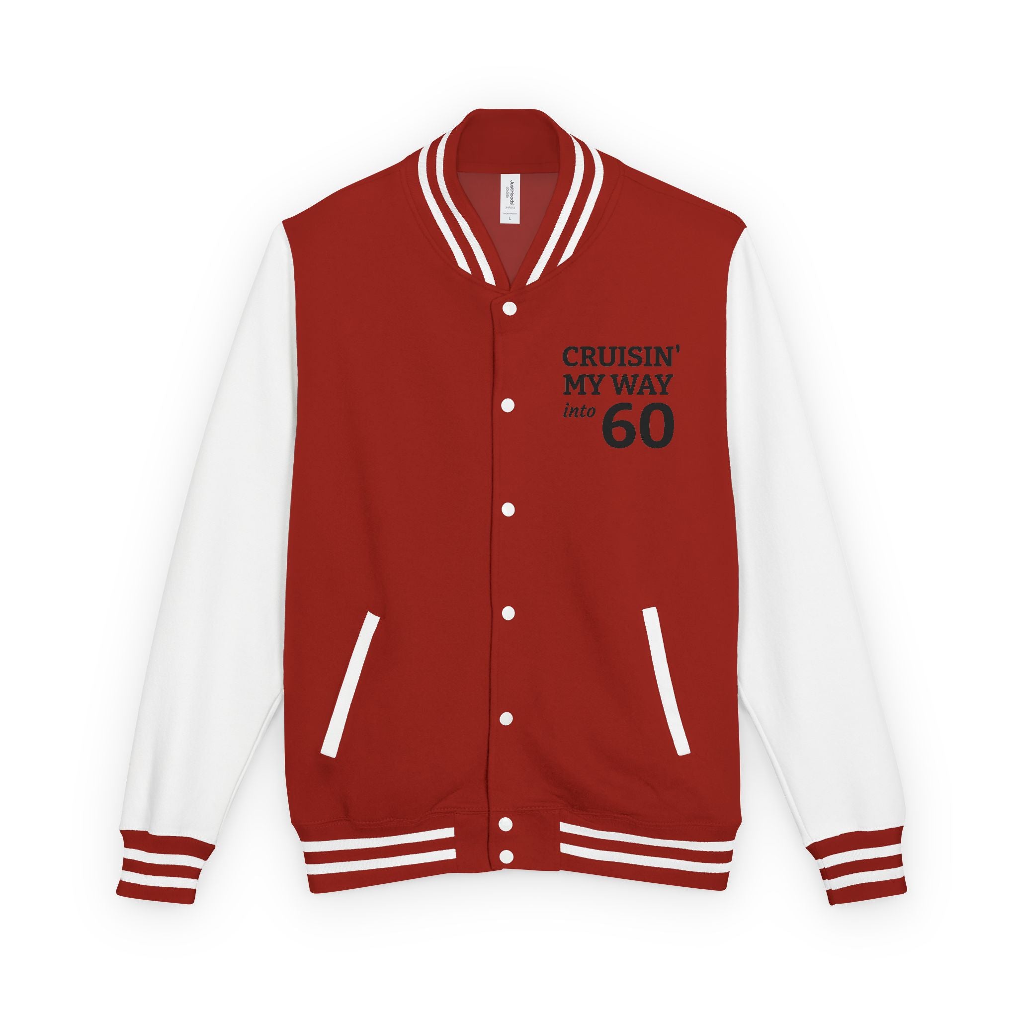 Letterman Jacket – “Cruisin’ My Way to 60” Retro Birthday Varsity Coat