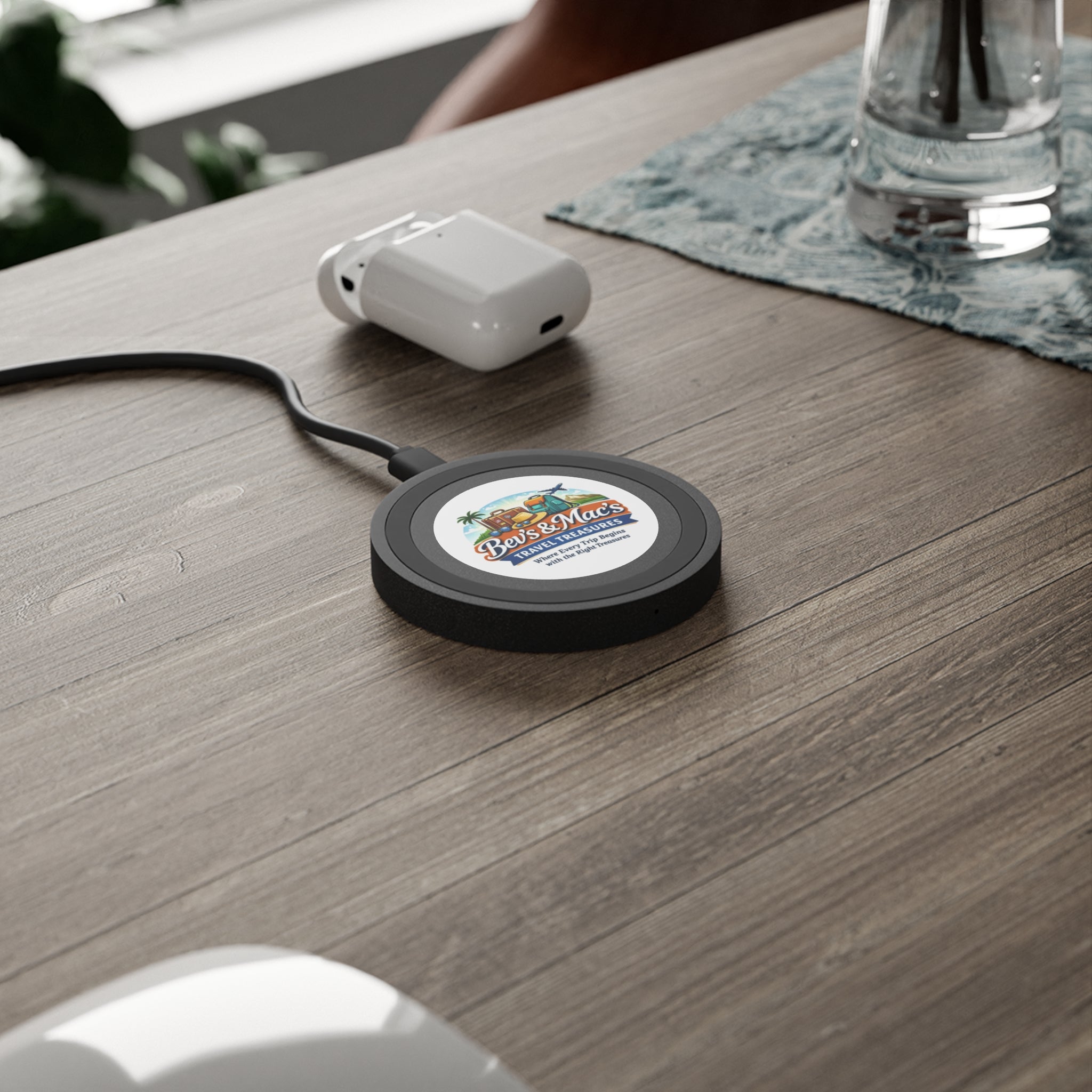 Wireless Charging Pad with Custom Travel Logo — Bev's & Mac's Travel Treasures