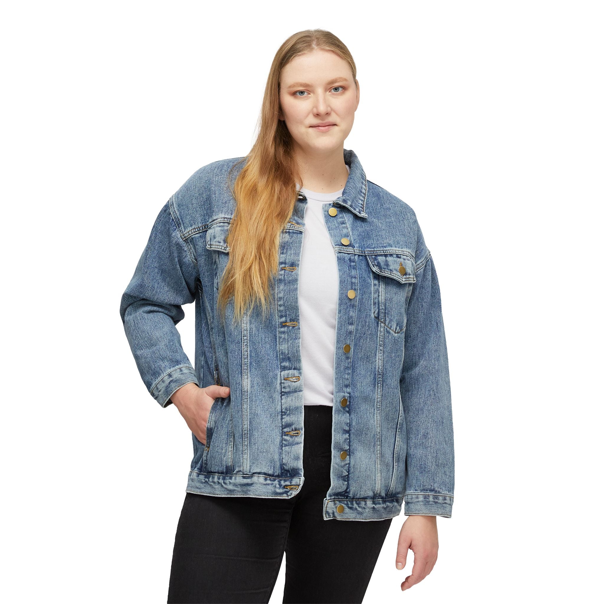 Denim Jacket — “60 Years Certified Classic” Back Print, Women's Vintage-Style Jean Jacket