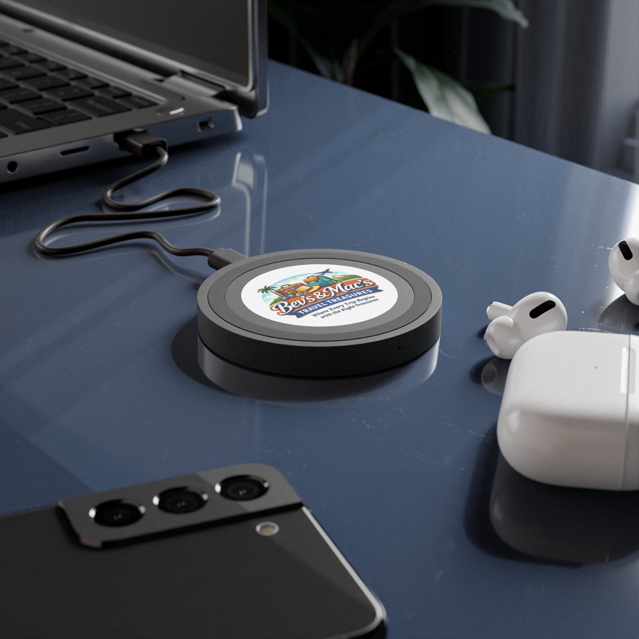 Wireless Charging Pad with Custom Travel Logo — Bev's & Mac's Travel Treasures
