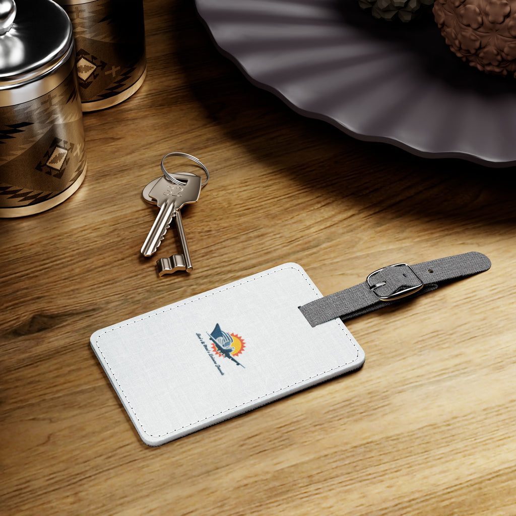 Personalized Rectangle Luggage Tag — Saffiano Polyester Travel ID with Sunset Plane Design