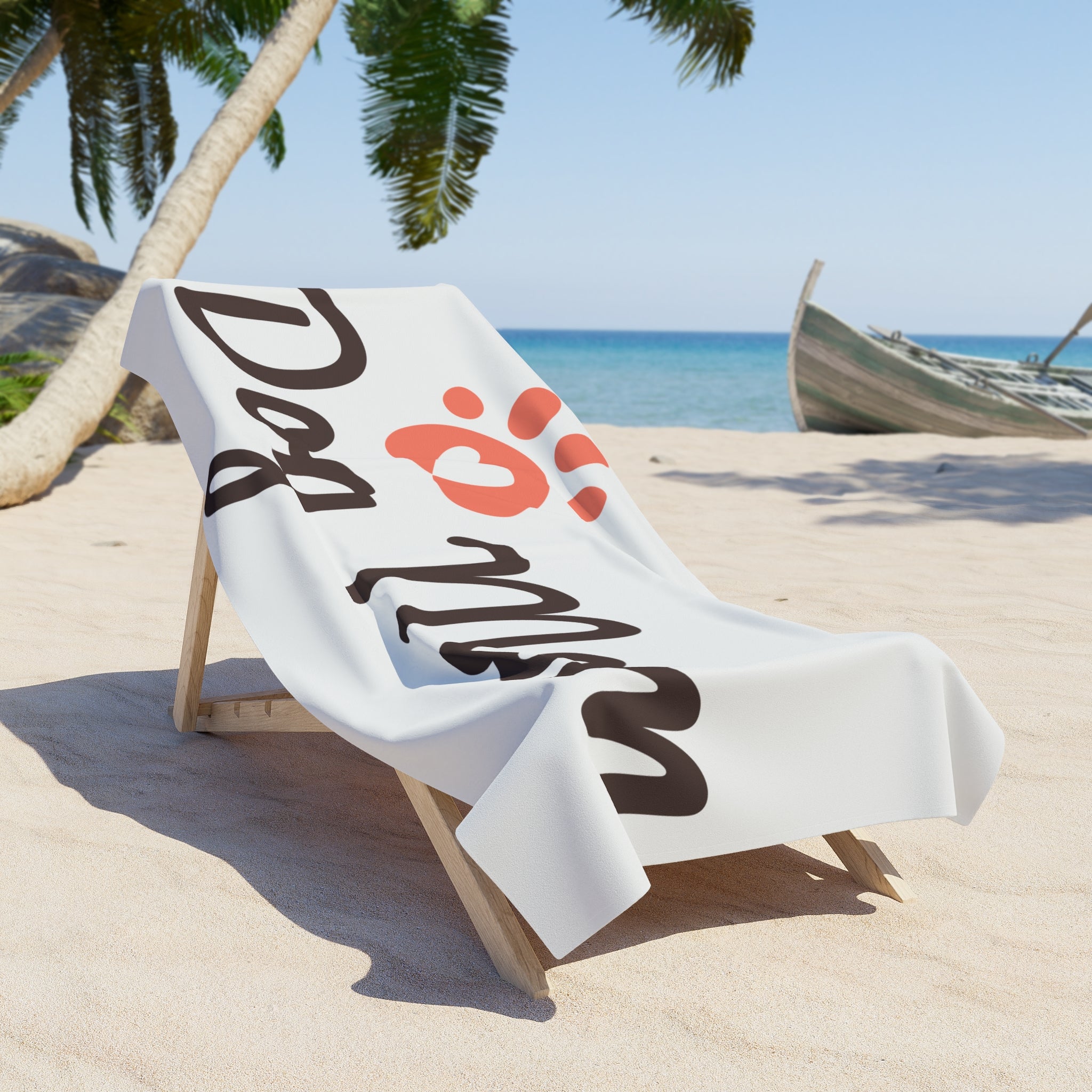 Dog Mom Beach Towel – Paw Print Heart Design