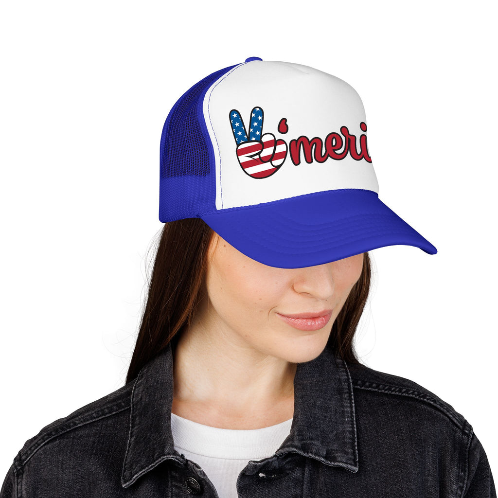 Trucker Hat — 'Merica Peace Sign USA Flag Foam Trucker Hat