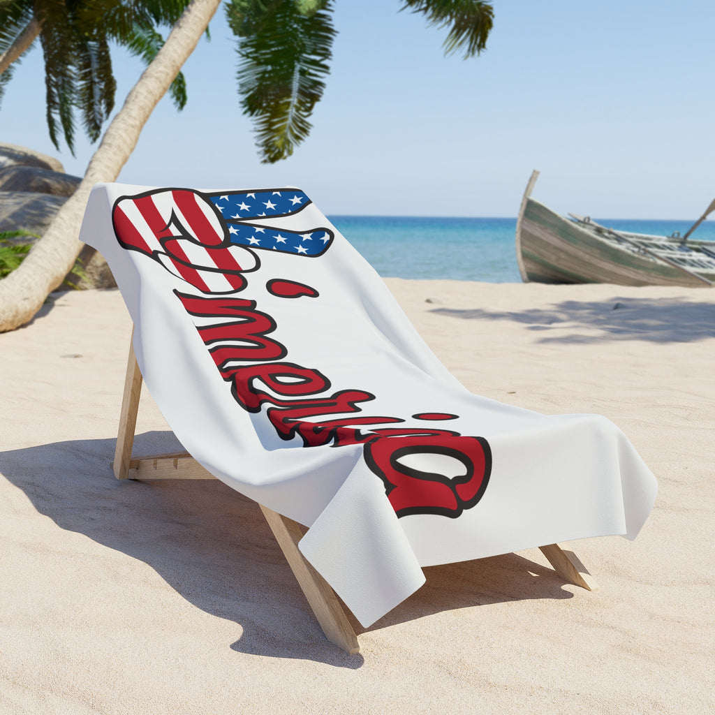 'Merica American Flag Peace Sign Beach Towel – Patriotic 4th of July Pool & Beach Towel