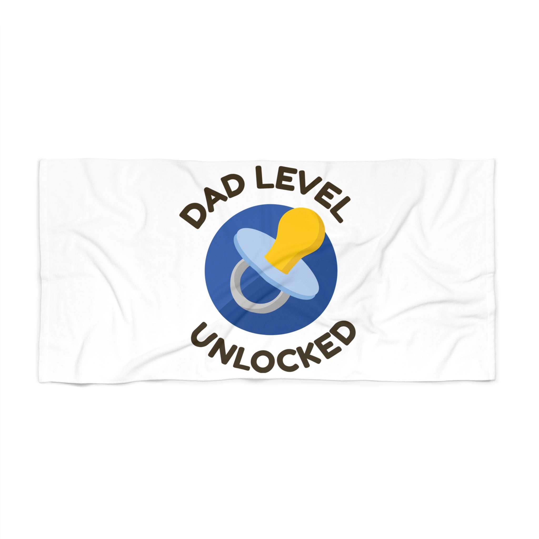 Baby Pacifier 'Dad Level Unlocked' Beach Towel — New Dad Gift
