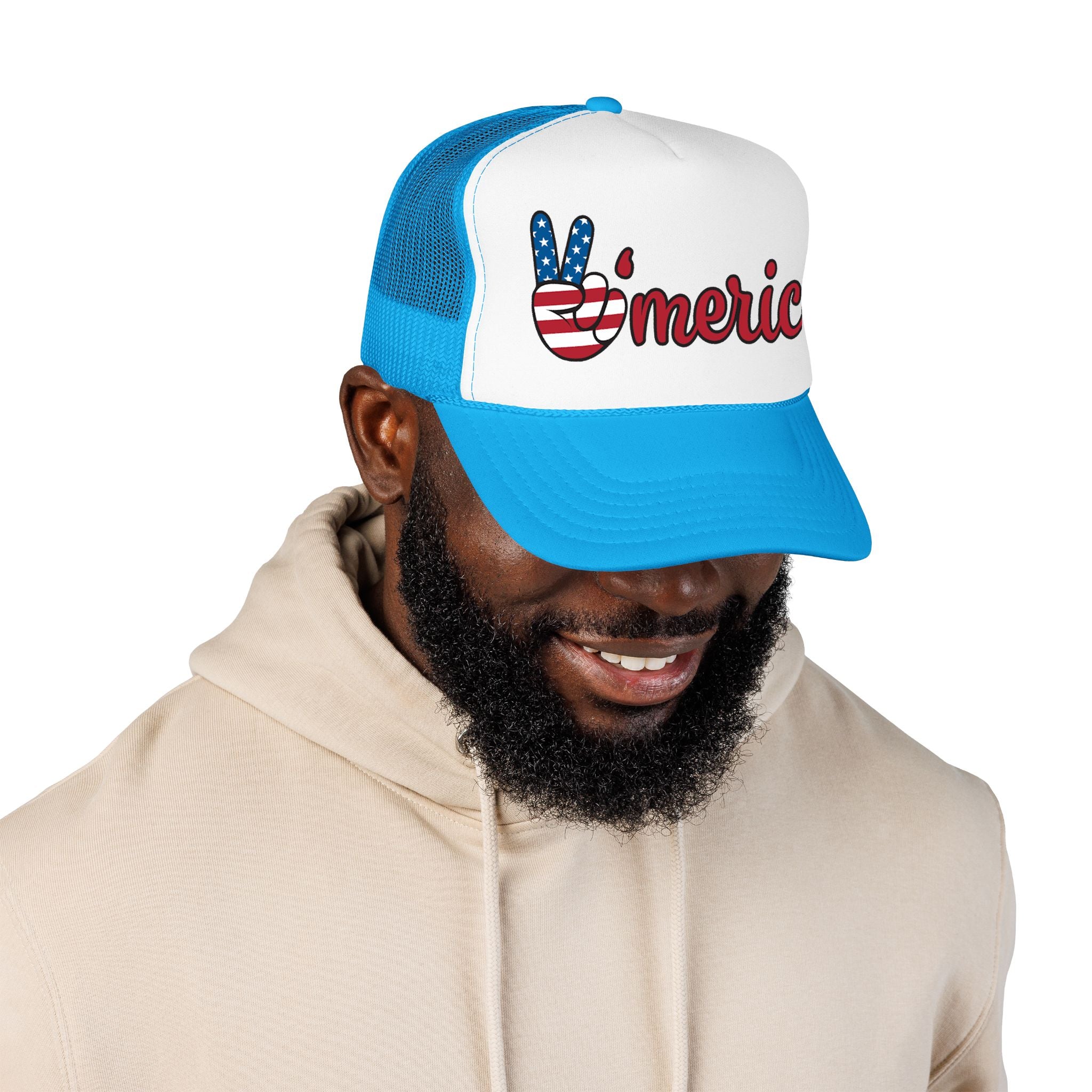 Trucker Hat — 'Merica Peace Sign USA Flag Foam Trucker Hat